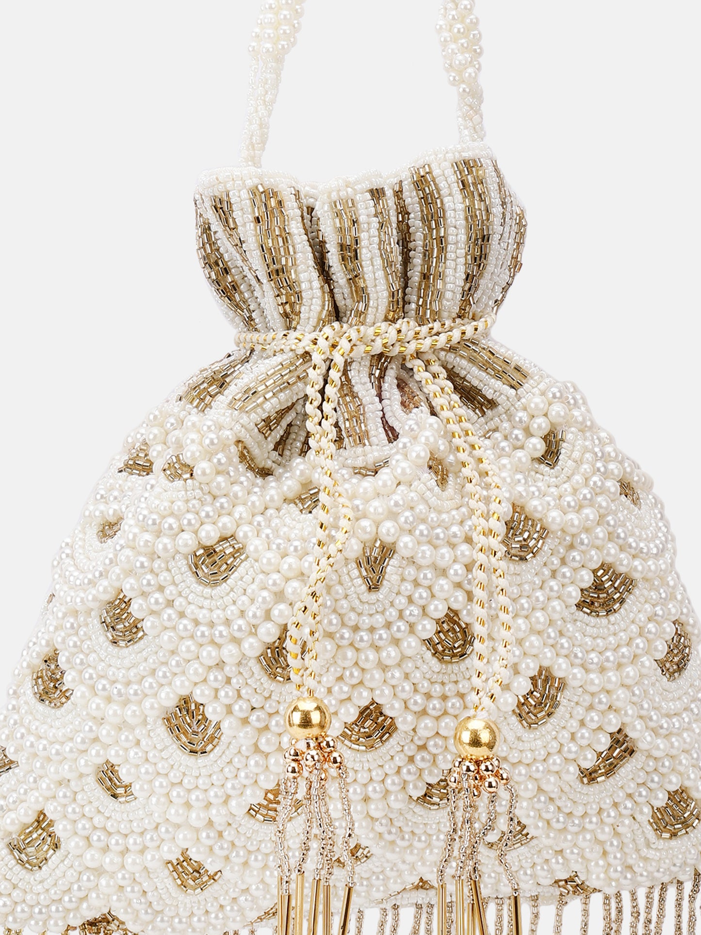 Bridal Potli Bag Gold White