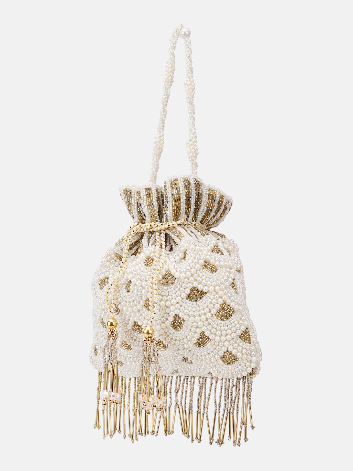 Bridal Potli Bag Gold White