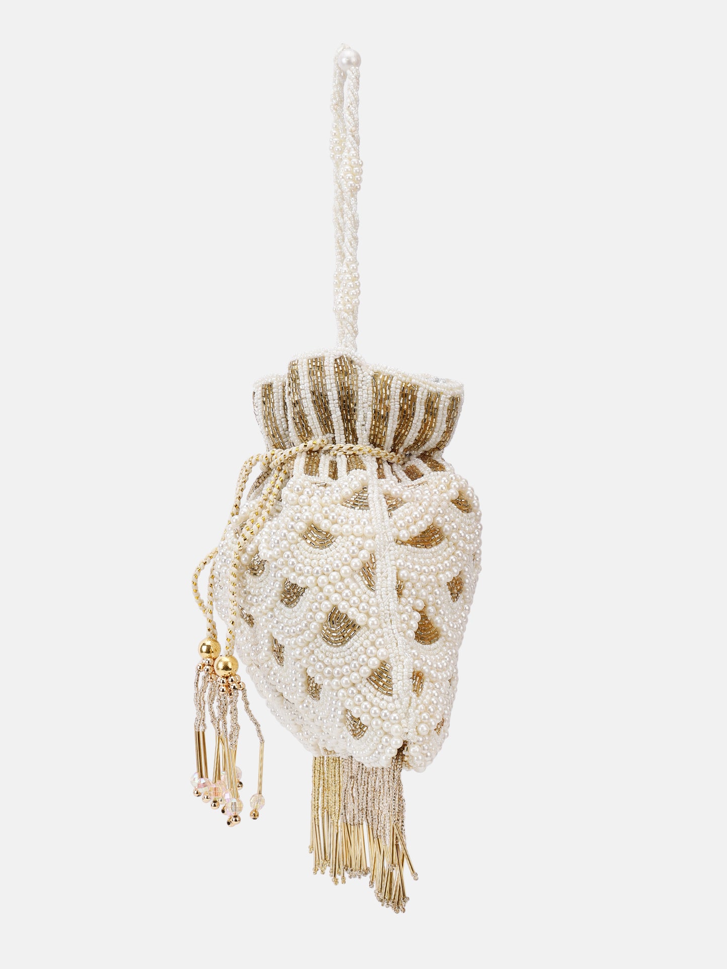Bridal Potli Bag Gold White