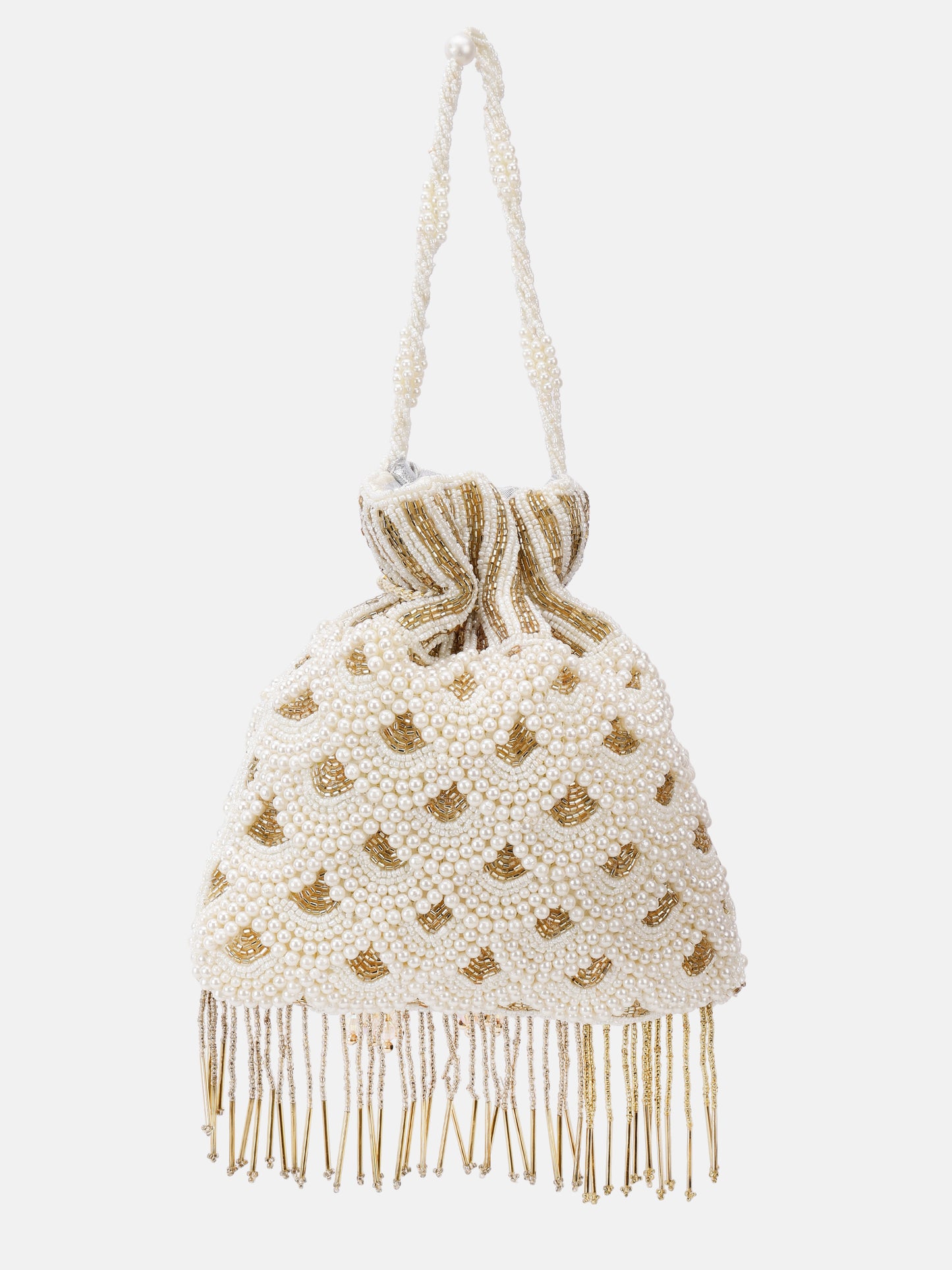 Bridal Potli Bag Gold White