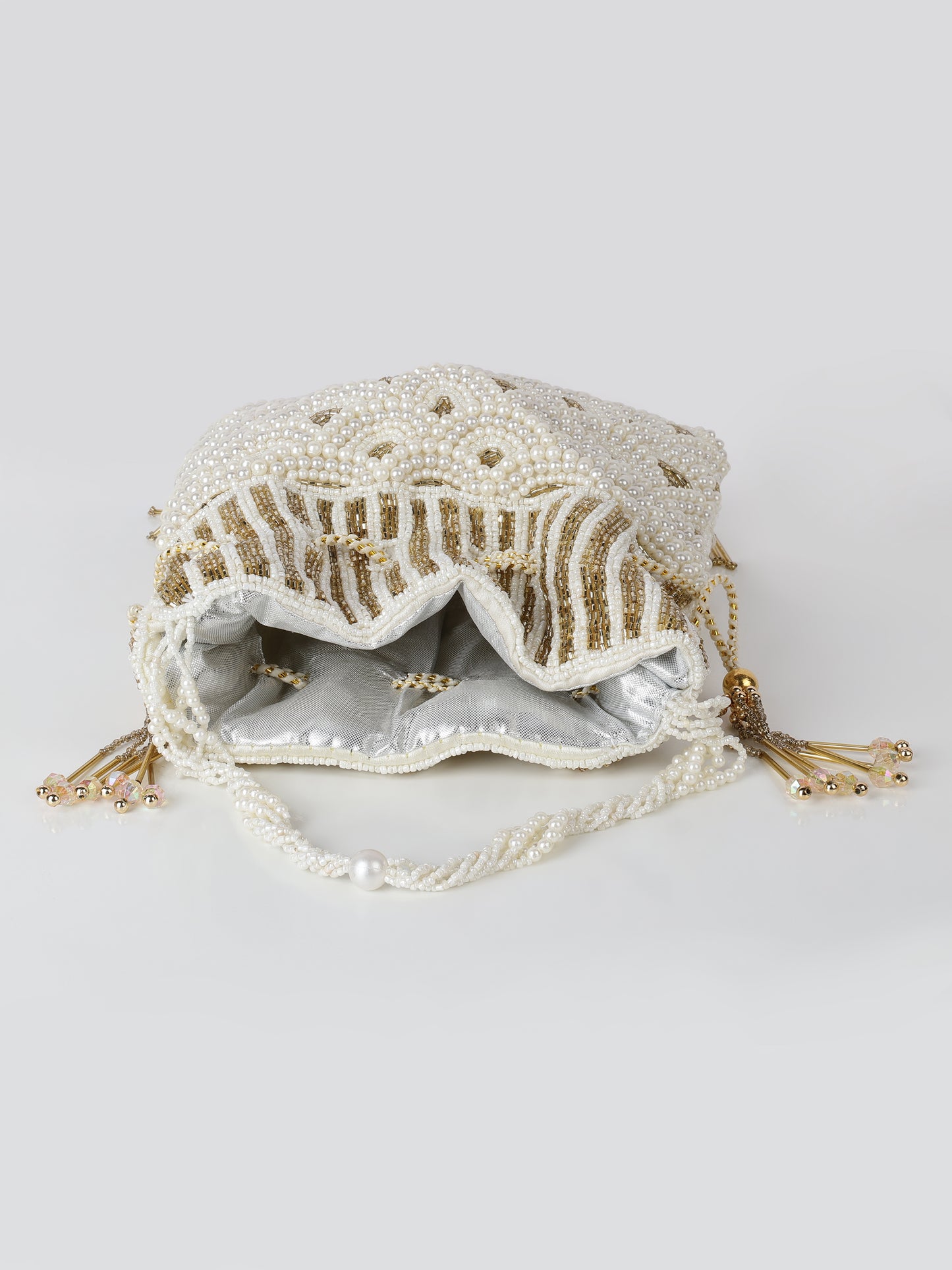 Bridal Potli Bag Gold White