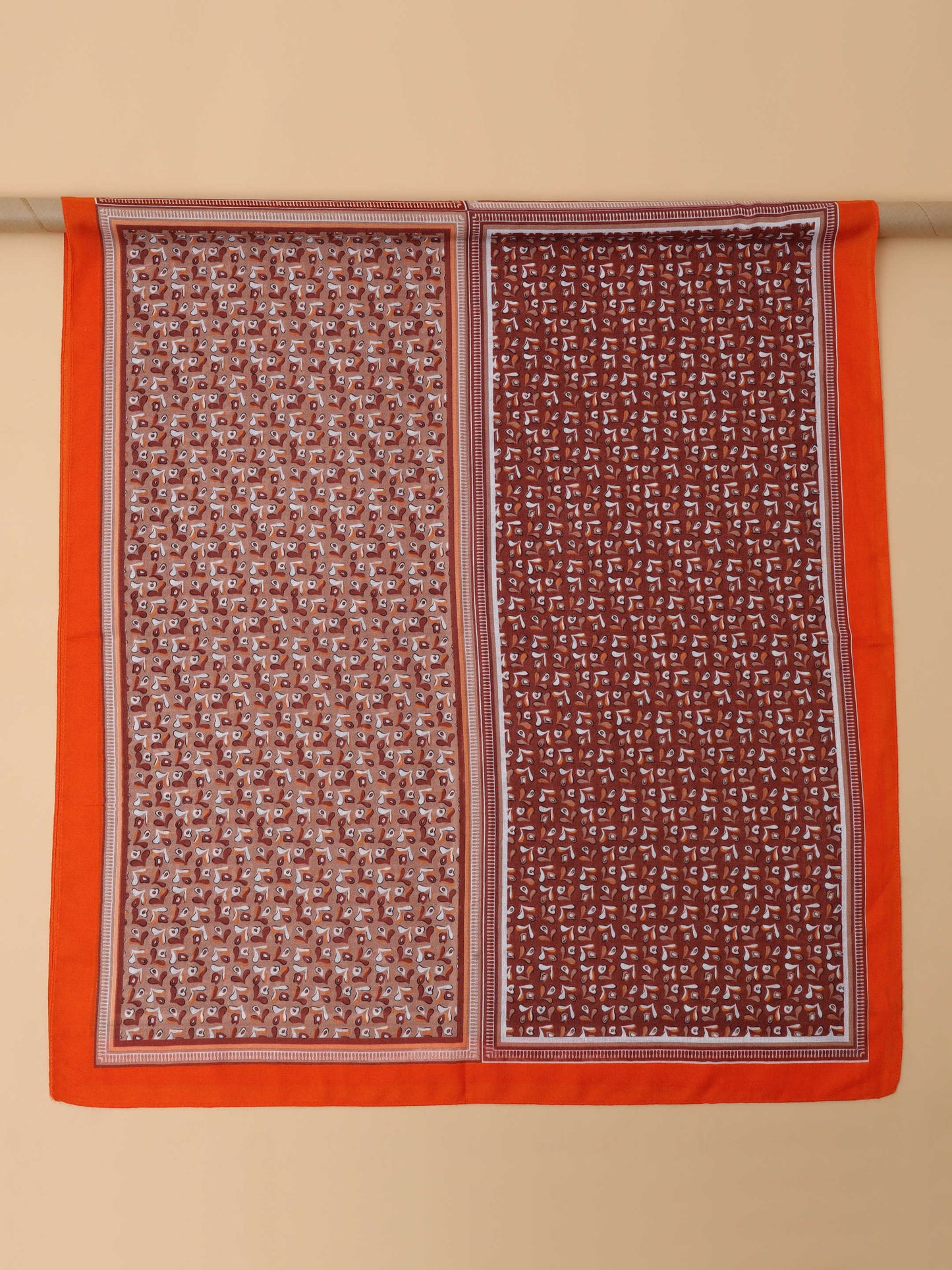 Rust Orange Dual-Tone Geometric 100% Viscose Scarf