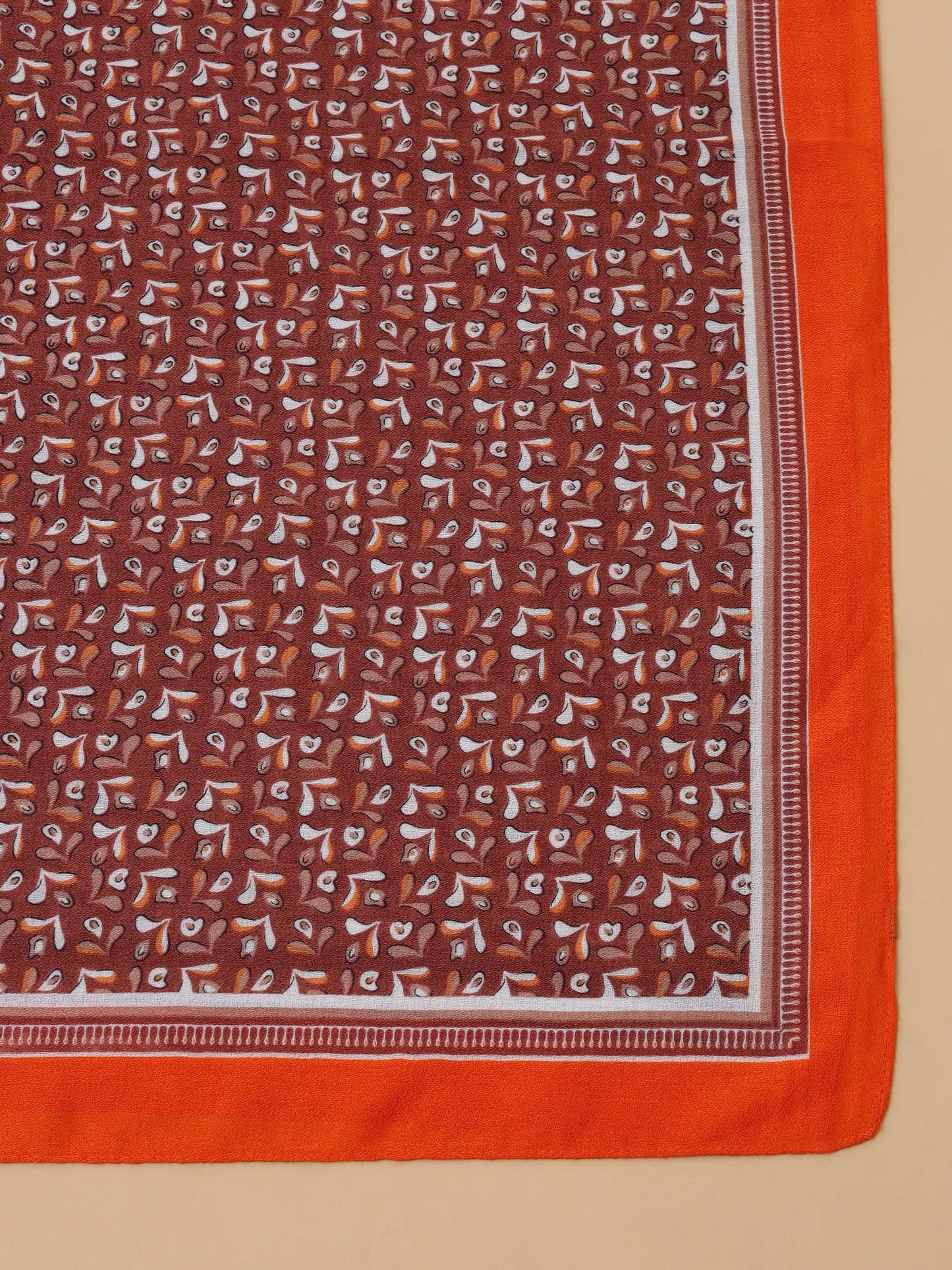 Rust Orange Dual-Tone Geometric 100% Viscose Scarf
