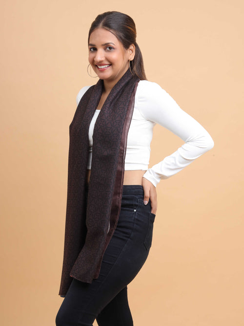 Navy Blue & Brown Stripe 100% Viscose Scarf