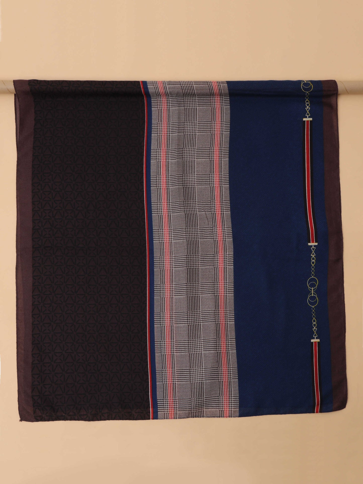 Navy Blue & Brown Stripe 100% Viscose Scarf