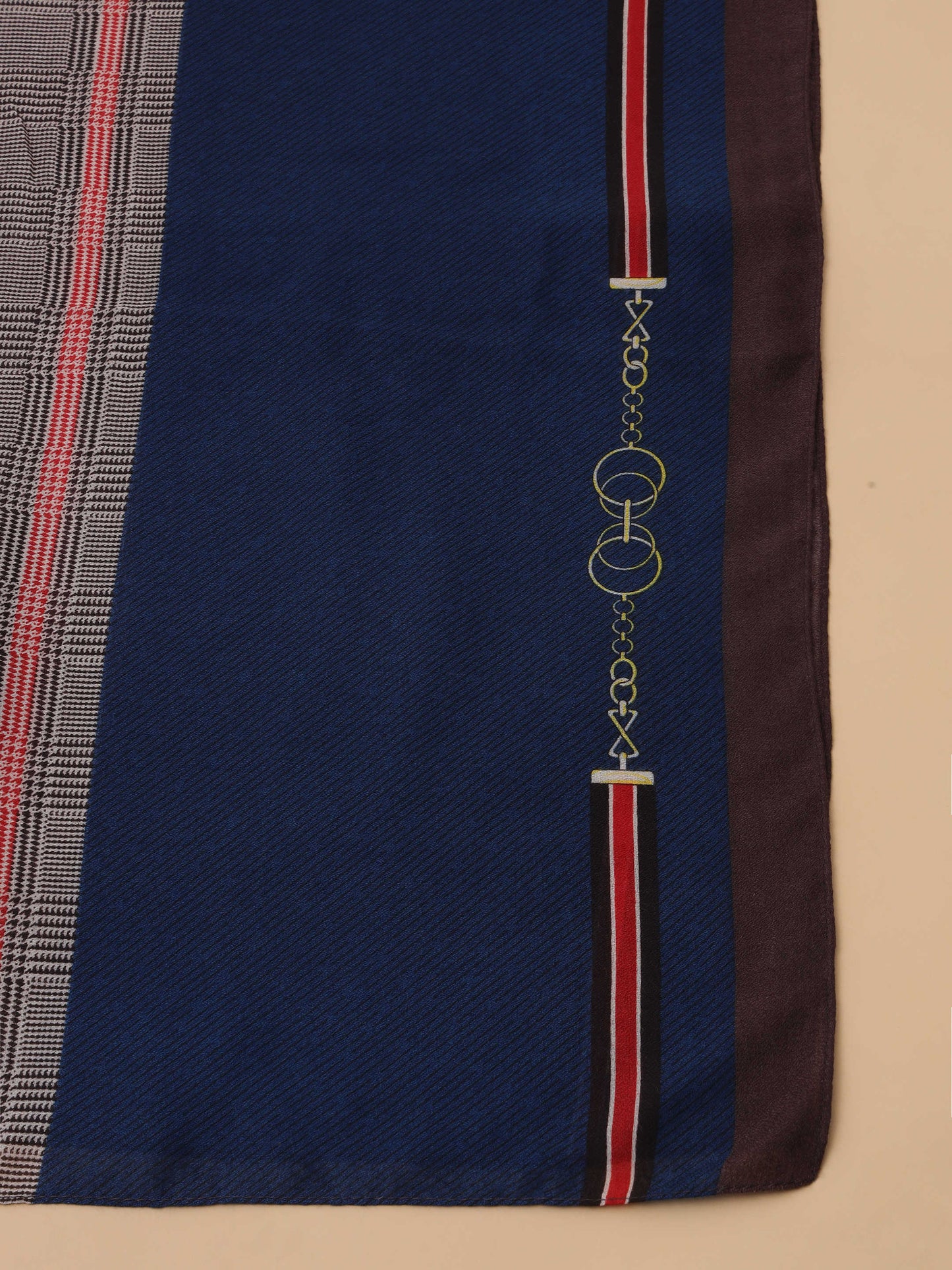 Navy Blue & Brown Stripe 100% Viscose Scarf