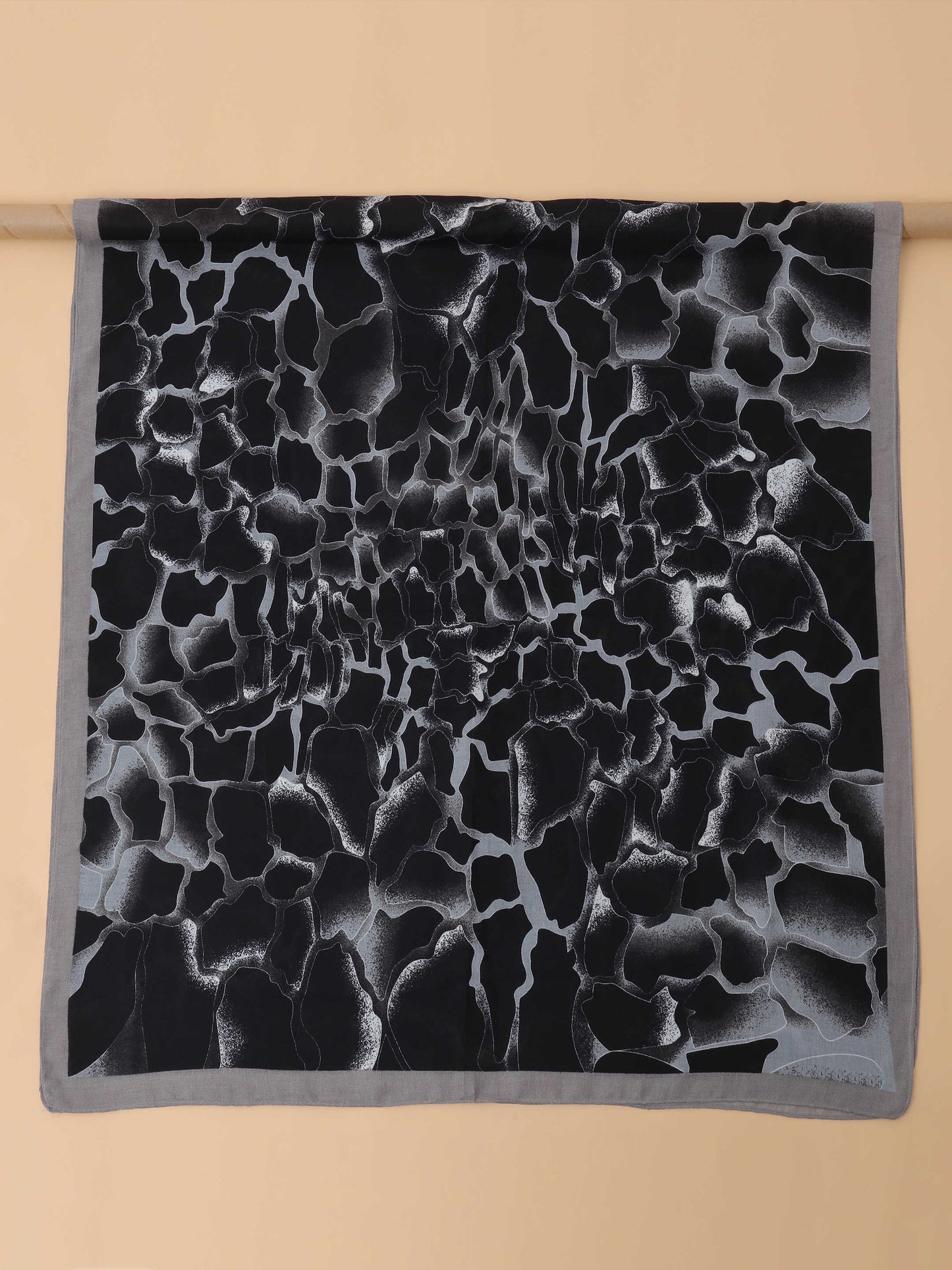 Black & Grey Cracked Glass 100% Viscose Scarf