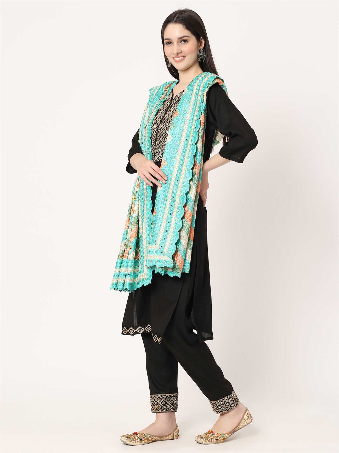 green-embroidery-phulkari-dupatta-with-golden-beads-and-mirror-MCRCPD0137