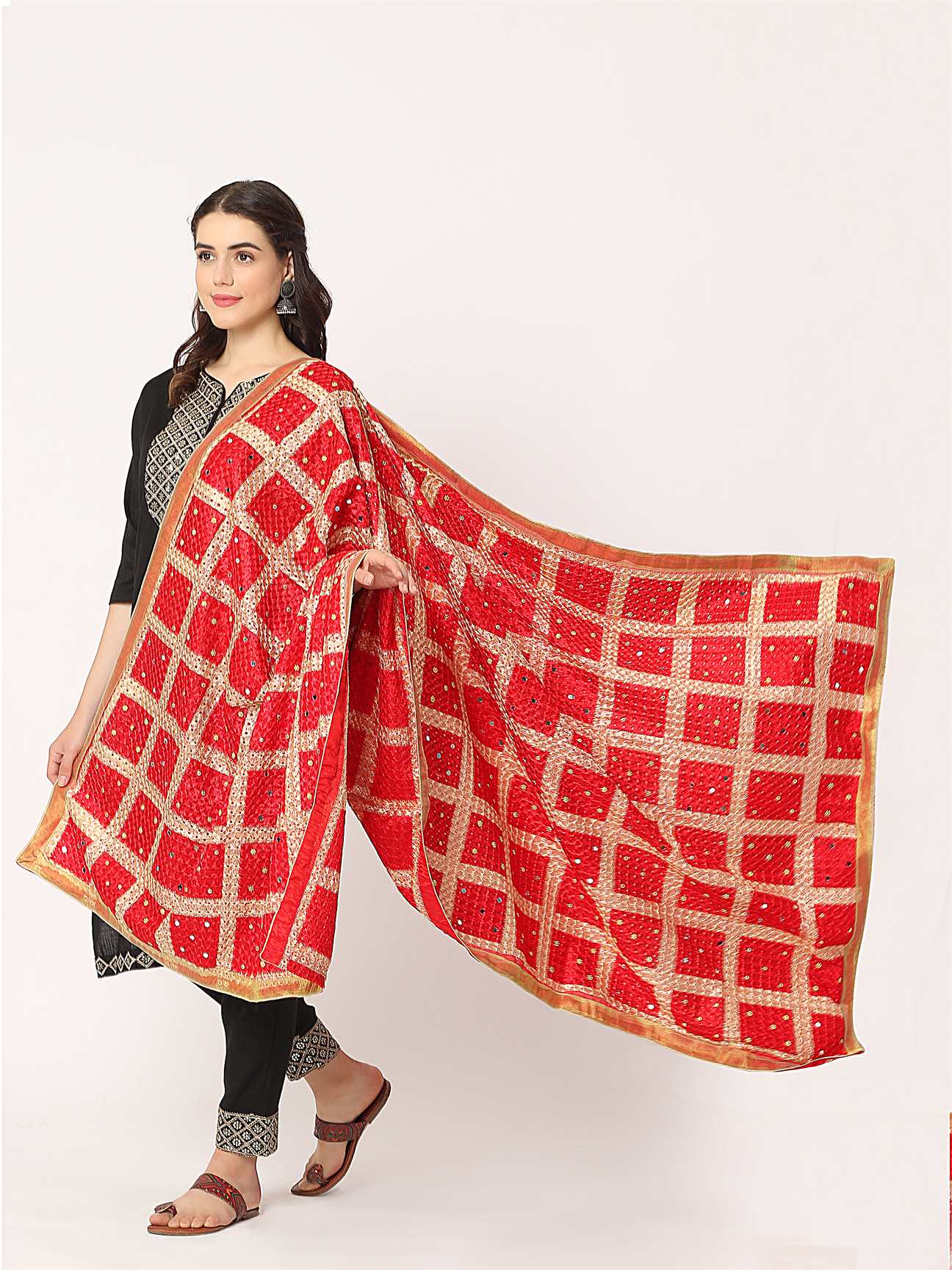 red-embroidery-check-phulkari-dupatta-with-mirror--MCRCPD0145