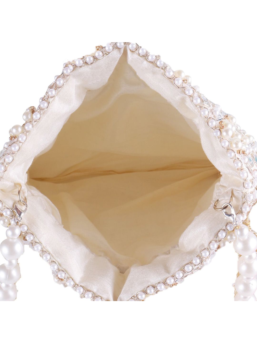Ivory Lume Mirror Embellished Potli Bag – Golden Grace (9 x 8.5 in)