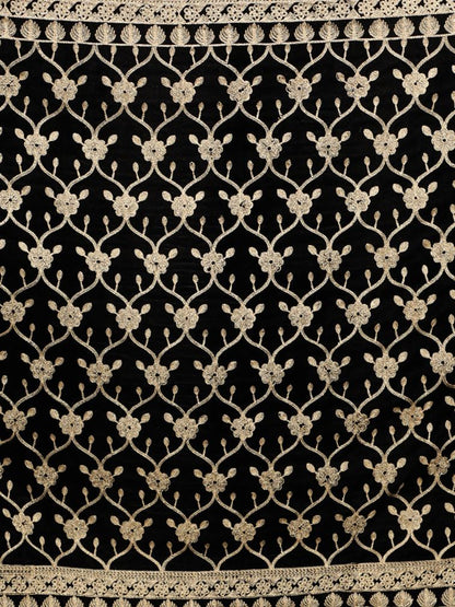 Black Zari Work Velvet Shawl