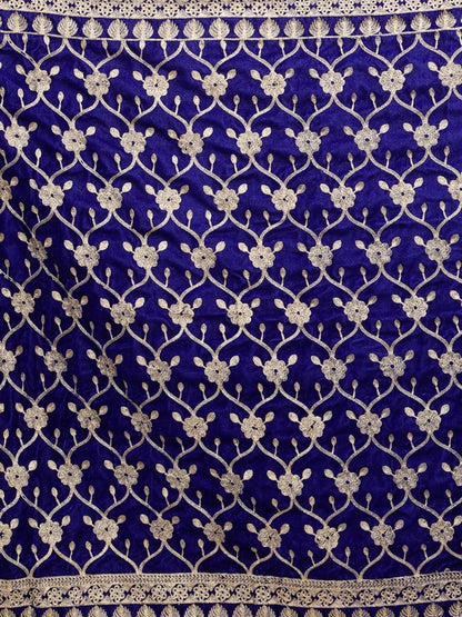 Royal Blue Zari Work Velvet Shawl