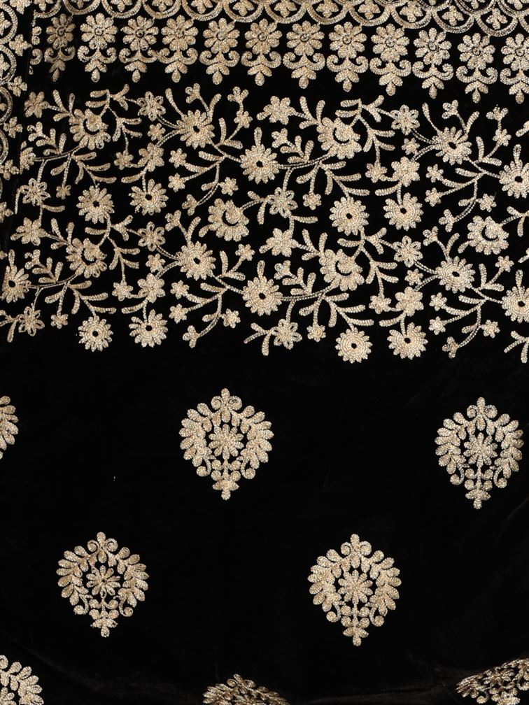 Black Zari Work Velvet Shawl