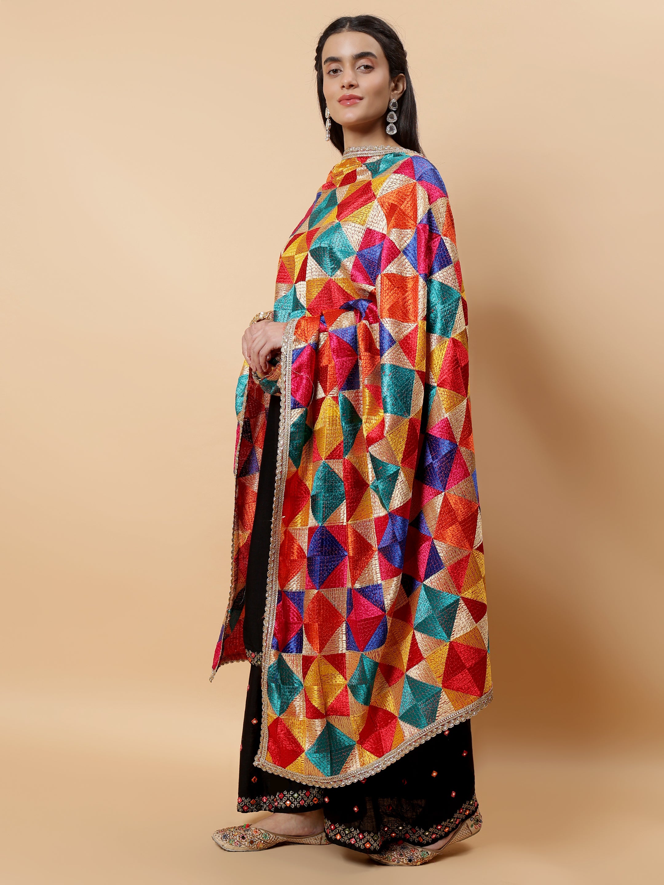 Handmade Multicolour Phulkari Bagh Dupatta