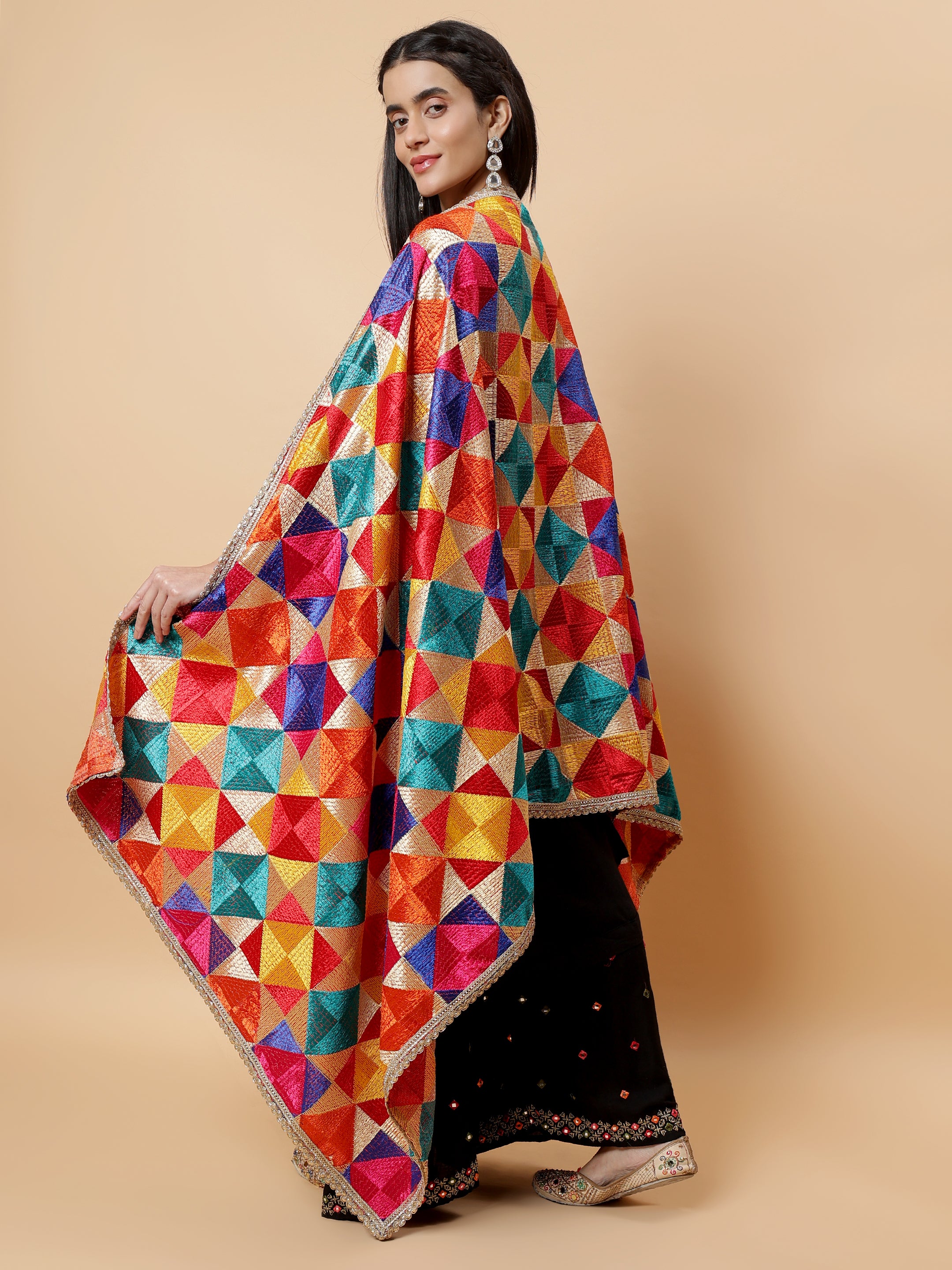 Handmade Multicolour Phulkari Bagh Dupatta