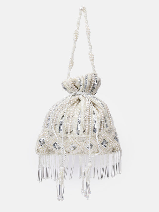 White Embellished Potli bag