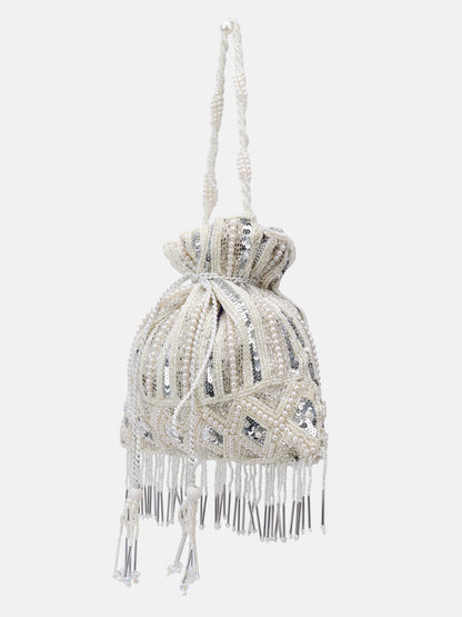 White Embellished Potli bag