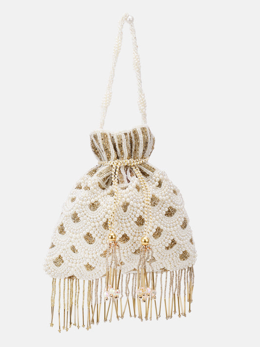 Bridal Potli Bag Gold White