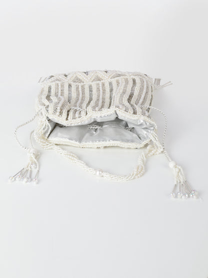 White Embellished Potli bag