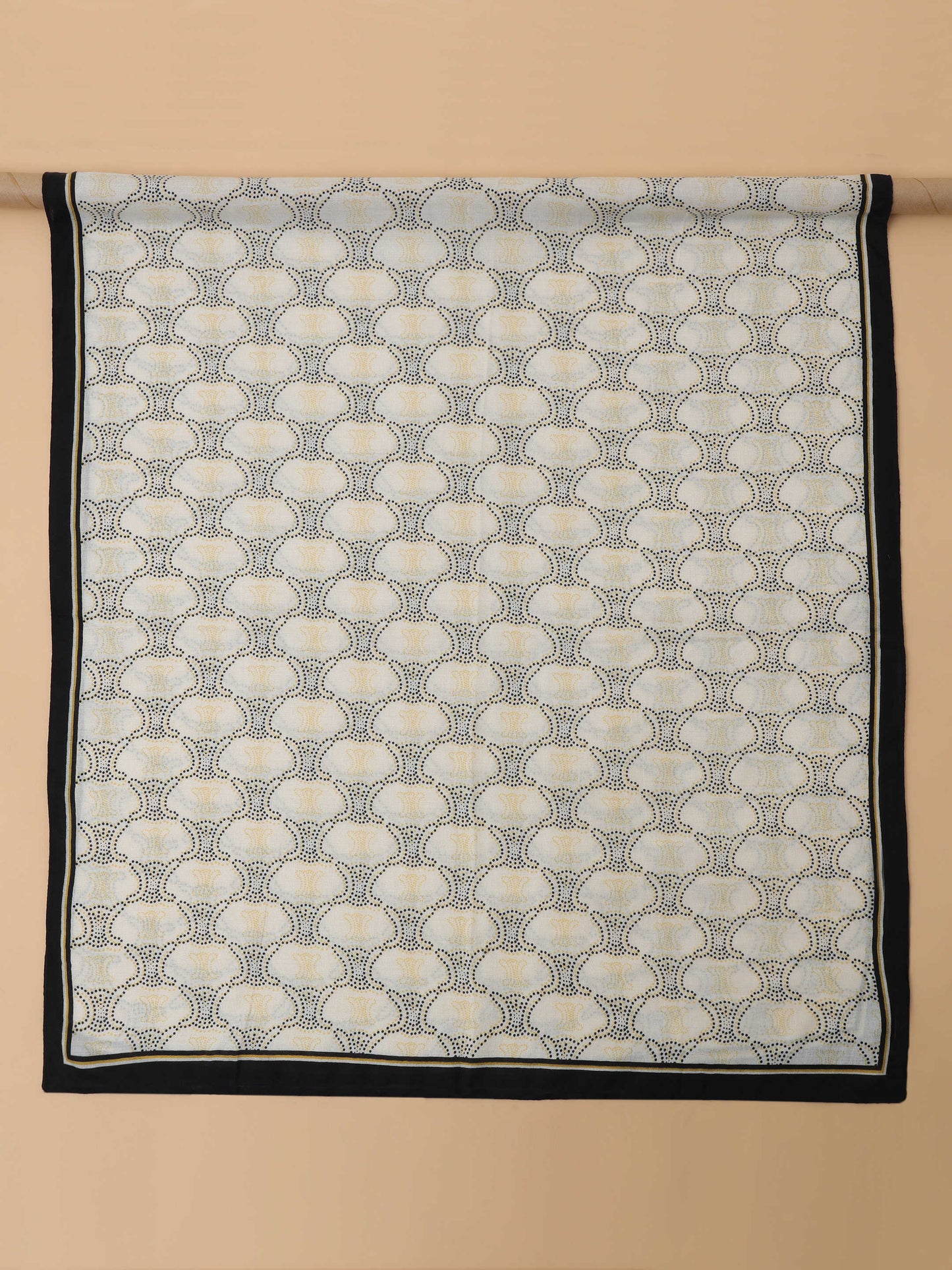 Black & Golden Yellow Dotted Geometric 100% Viscose Scarf