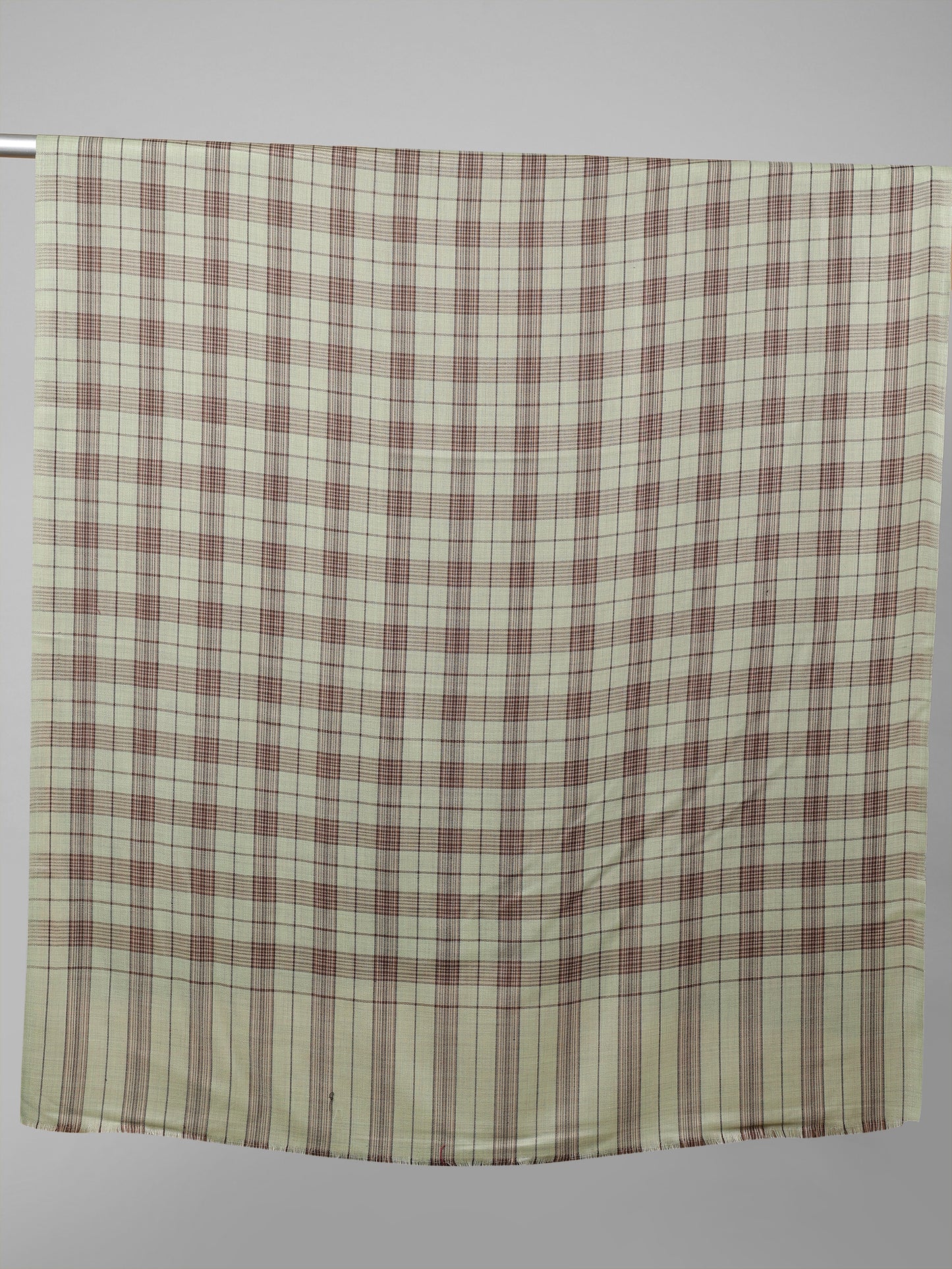 Premium Pure Wool Men's Shawl – Olive & Maroon Checkered