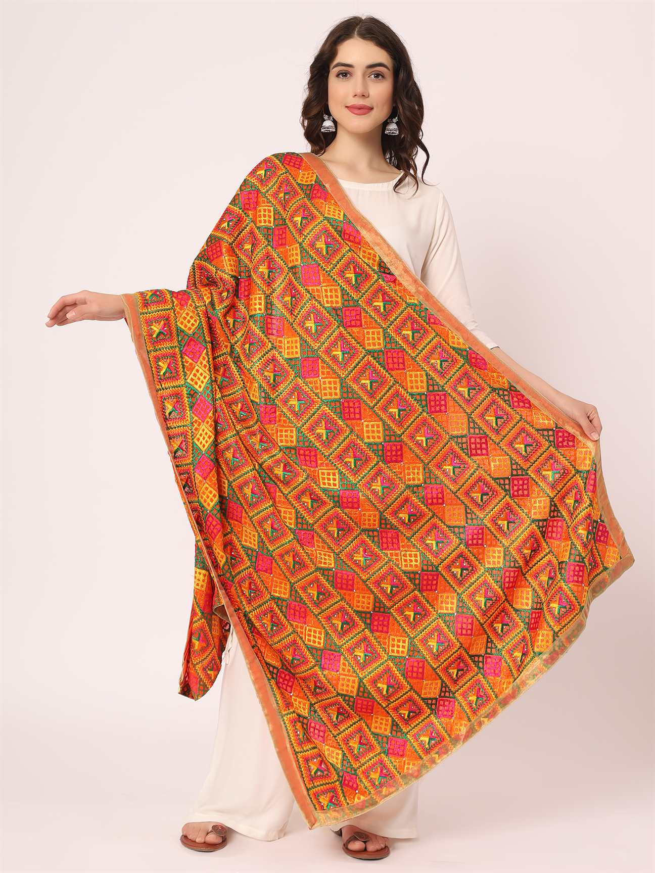 orange-multicolour-embroidery-phulkari-duppatta-MCRCPD0113