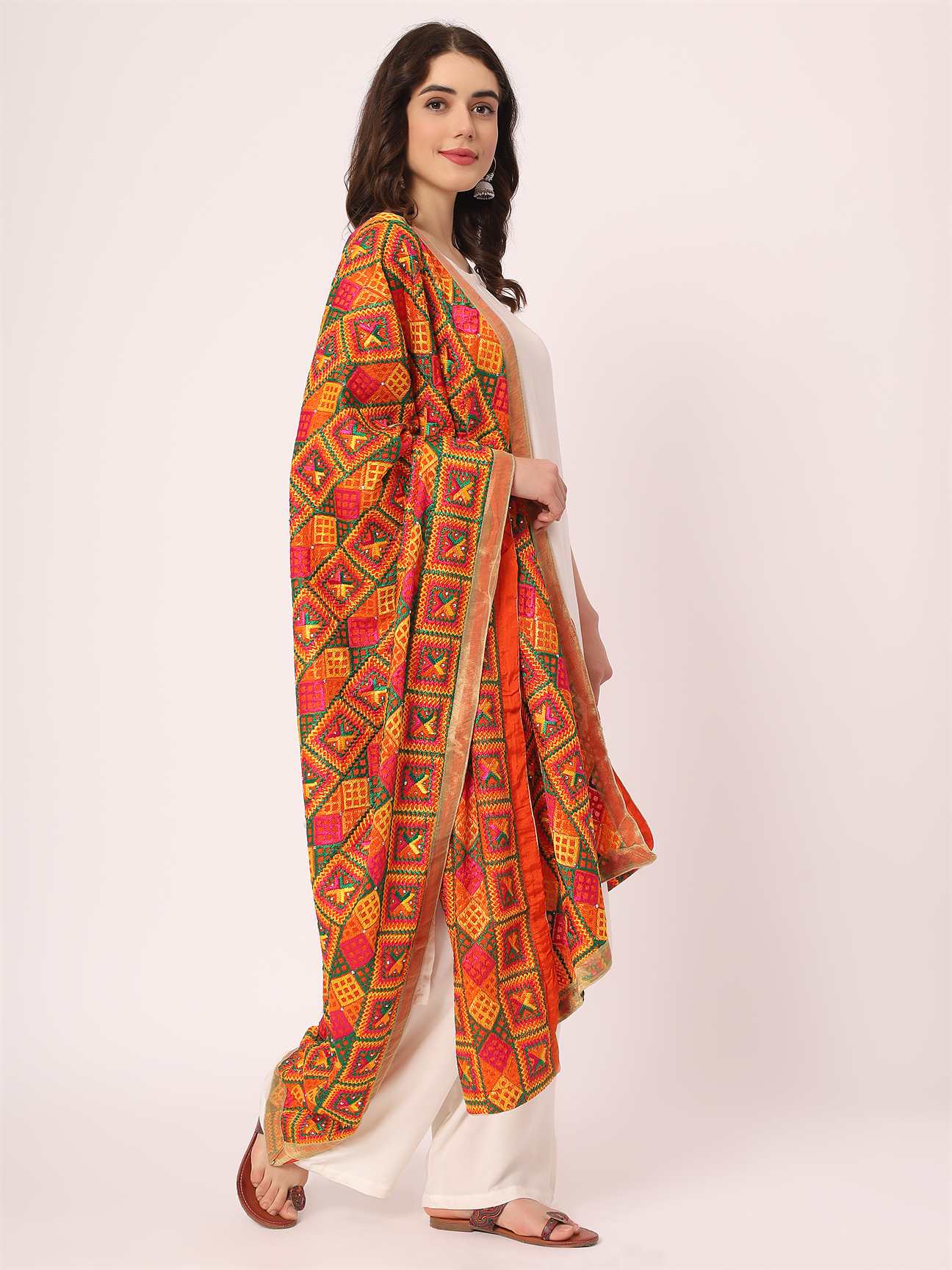orange-multicolour-embroidery-phulkari-duppatta-MCRCPD0113