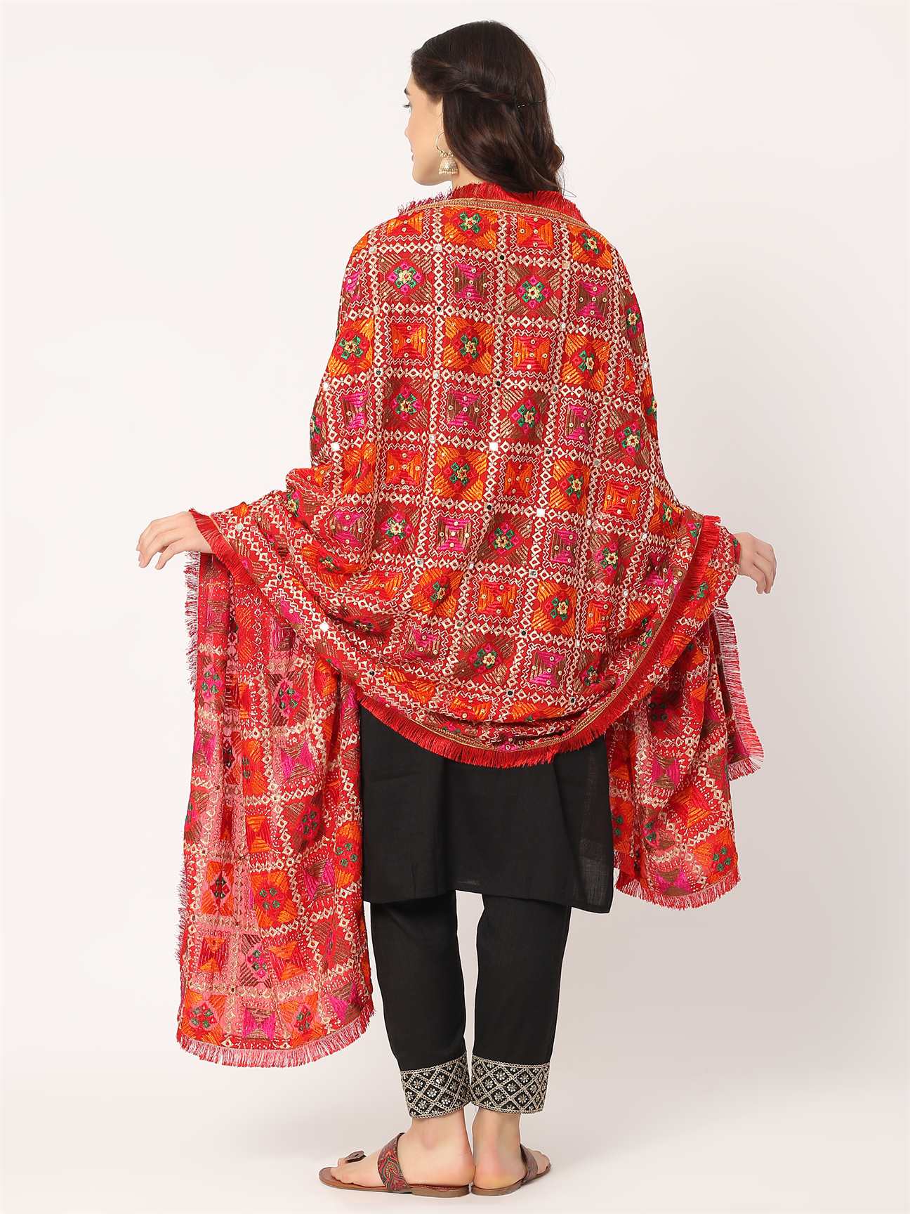 red-multicolour-embroidery-phulkari-dupatta-with-beads-MCRCPD0117