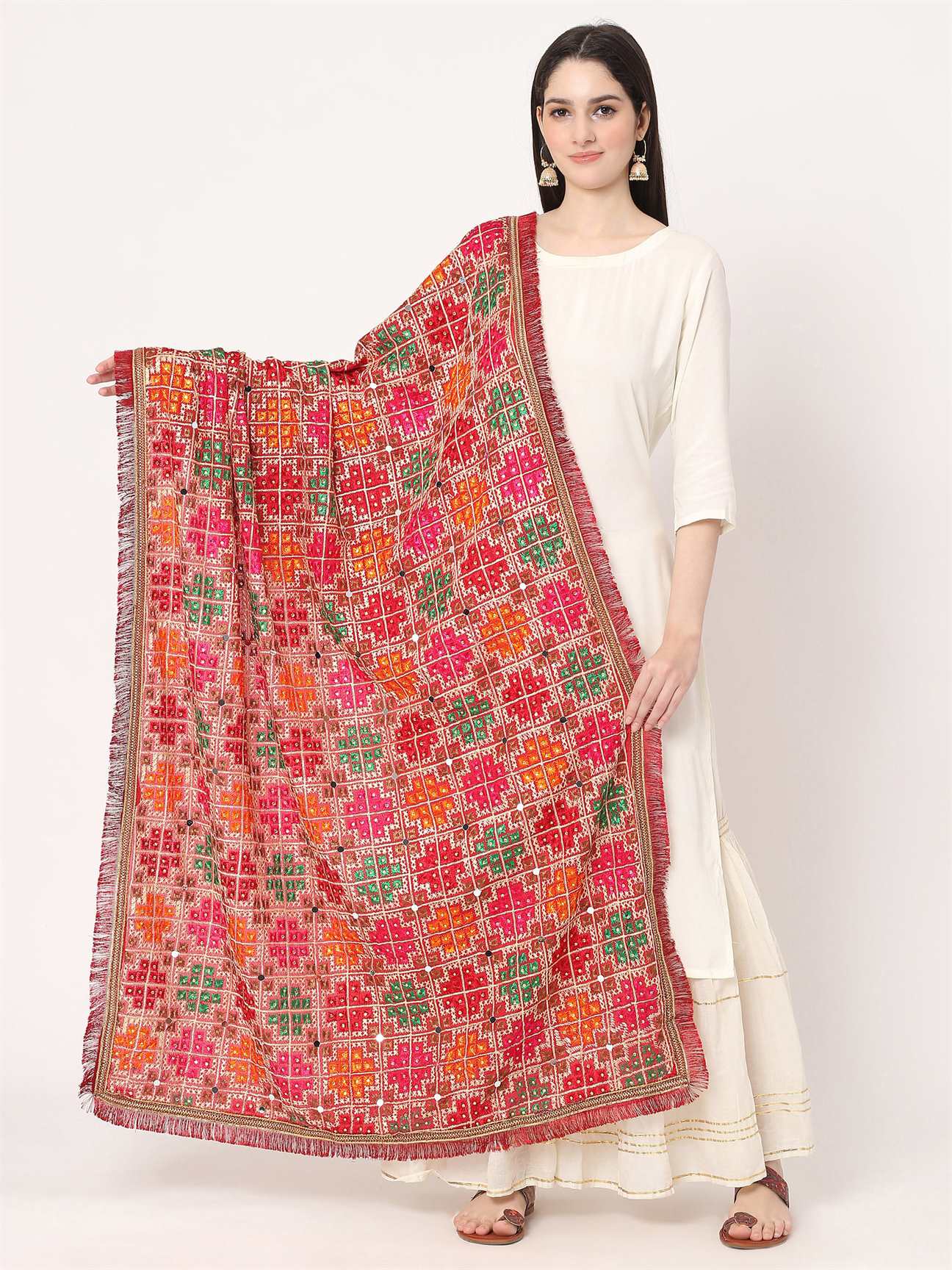 red-multicolour-embroidery-phulkari-dupatta-with-mirror-work-MCRCPD0126