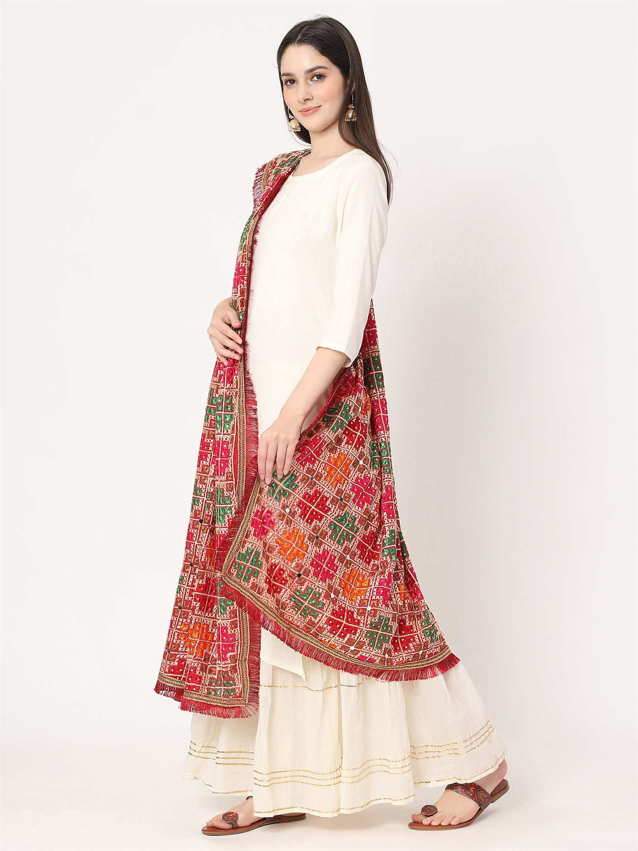 red-multicolour-embroidery-phulkari-dupatta-with-mirror-work-MCRCPD0126