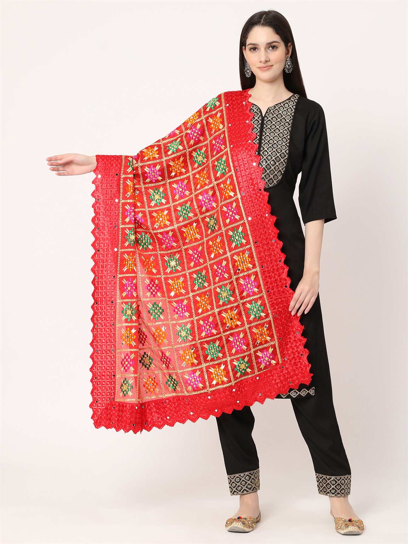 red-multicolour-embroidery-phulkari-dupatta-with-golden-beads-MCRCPD0144