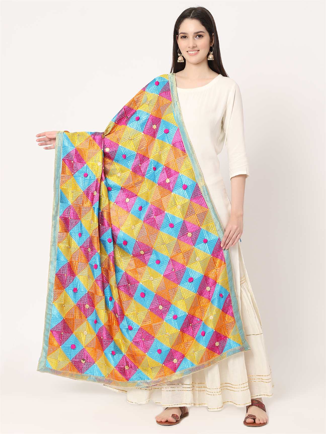 multicolour-embroidery-phulkari-dupatta-with-golden-beads-MCRCPD0149