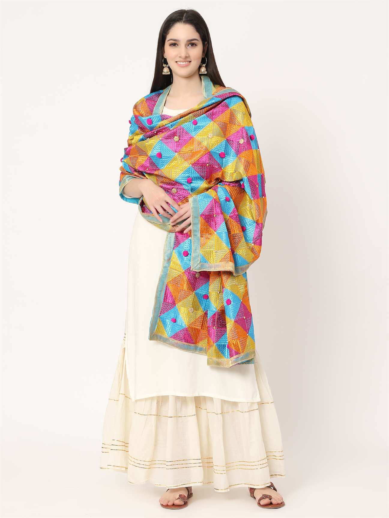 multicolour-embroidery-phulkari-dupatta-with-golden-beads-MCRCPD0149