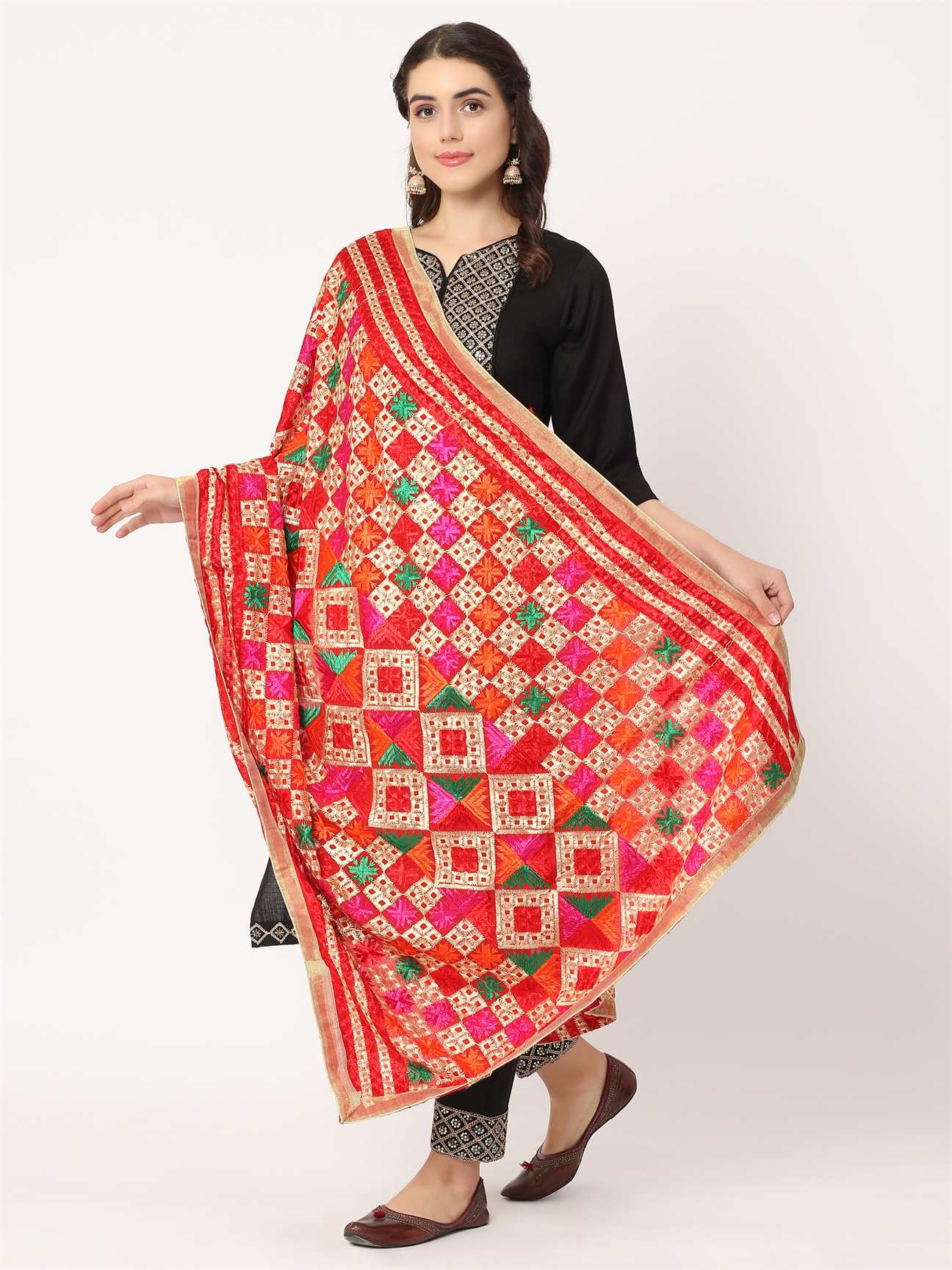 red-multicolour-embroidery-phulkari-dupatta-MCRCPD0150