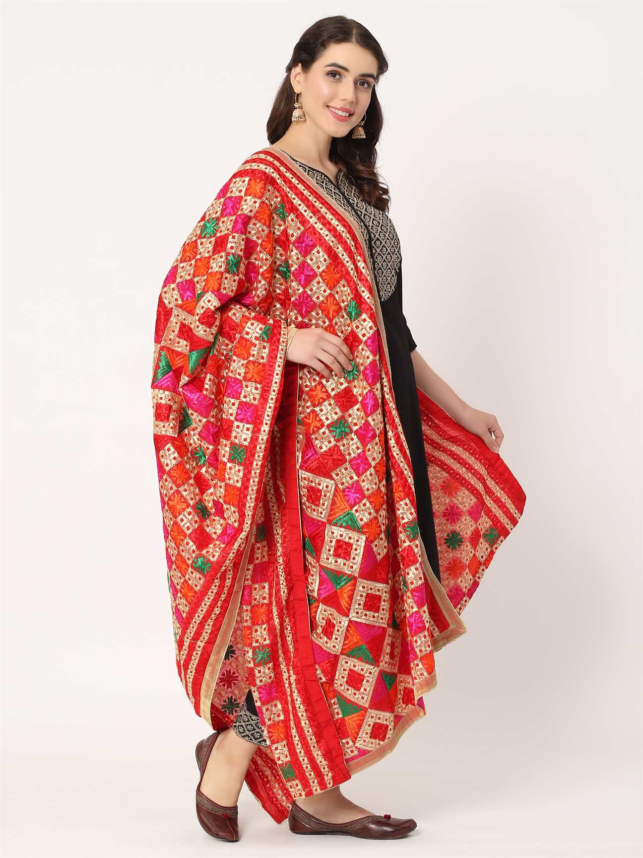 red-multicolour-embroidery-phulkari-dupatta-MCRCPD0150