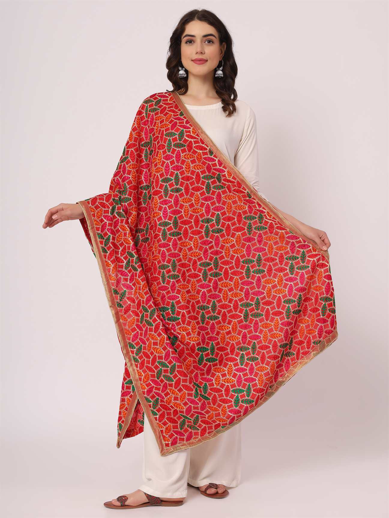 red-multicolour-leaf-design-embroidery-phulkari-dupatta-MCRCPD0152