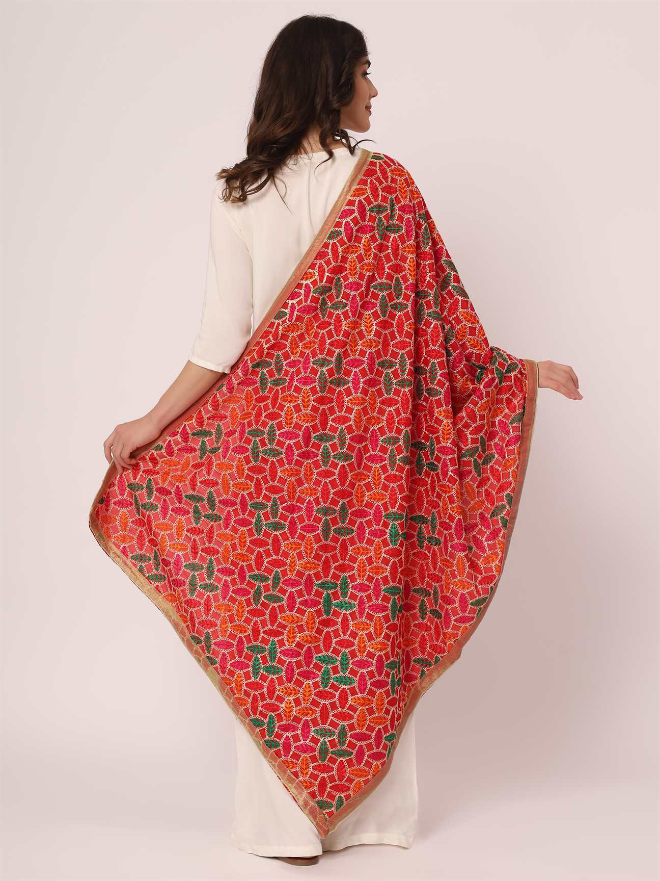 red-multicolour-leaf-design-embroidery-phulkari-dupatta-MCRCPD0152