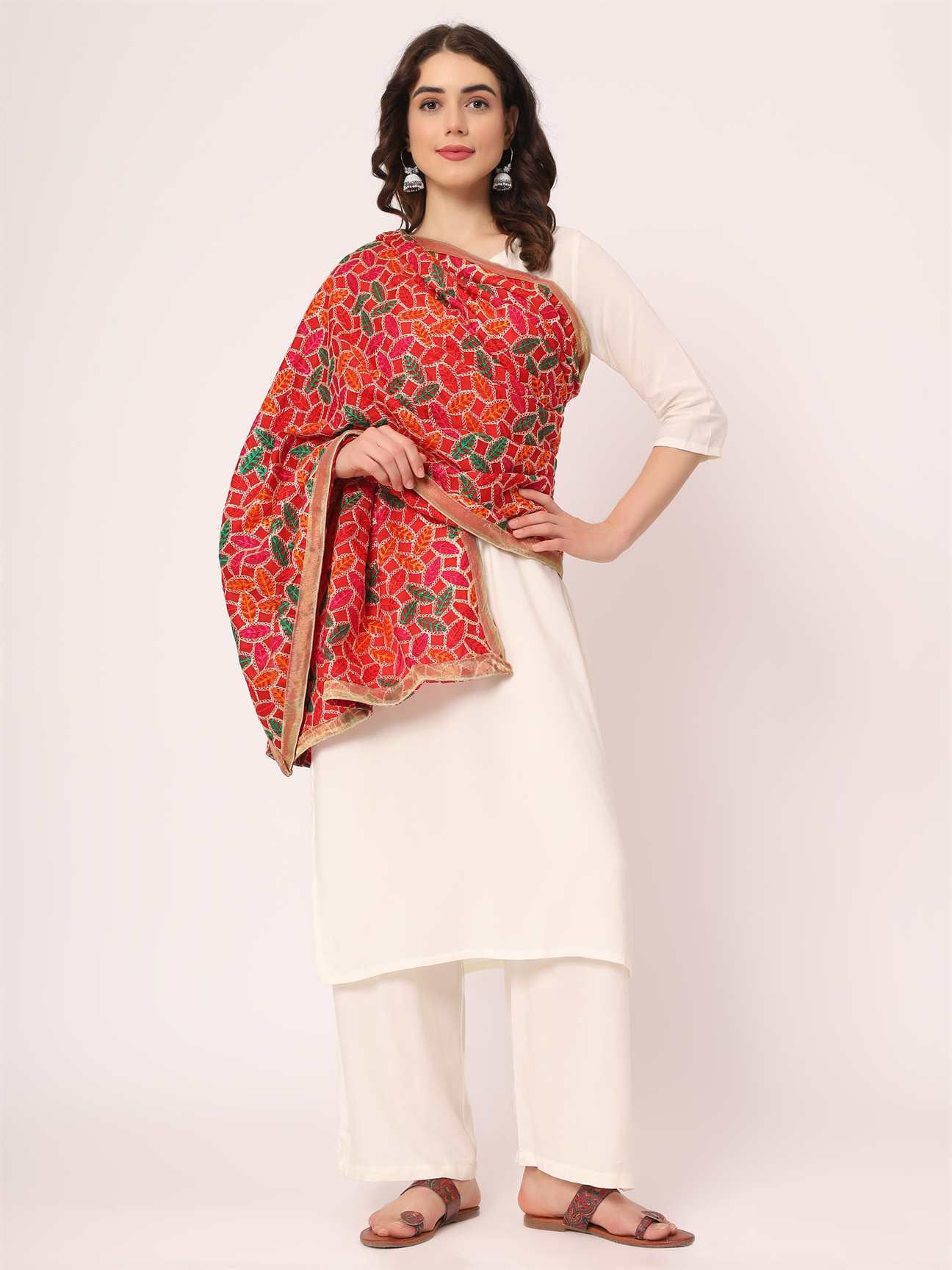 red-multicolour-leaf-design-embroidery-phulkari-dupatta-MCRCPD0152