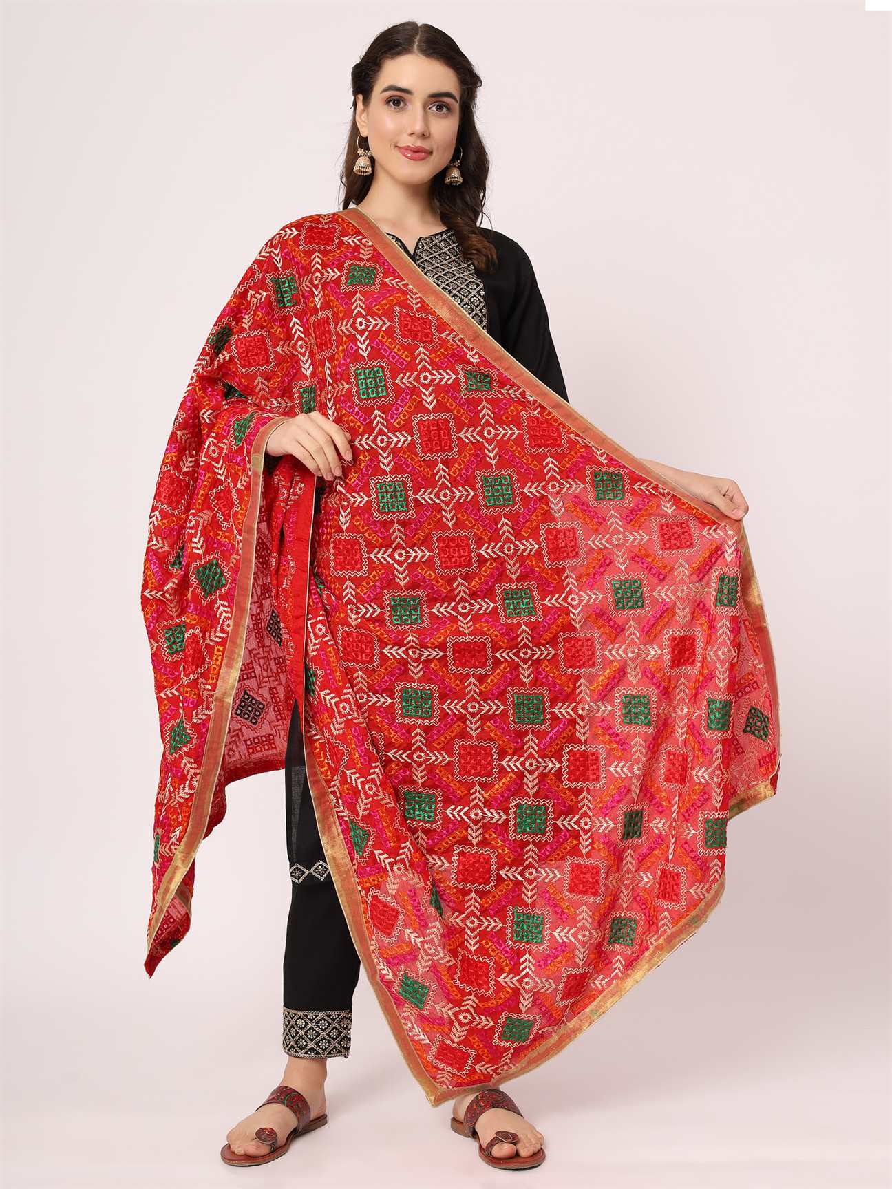 red-multicolour-embroidery-phulkari-dupatta-MCRCPD0155