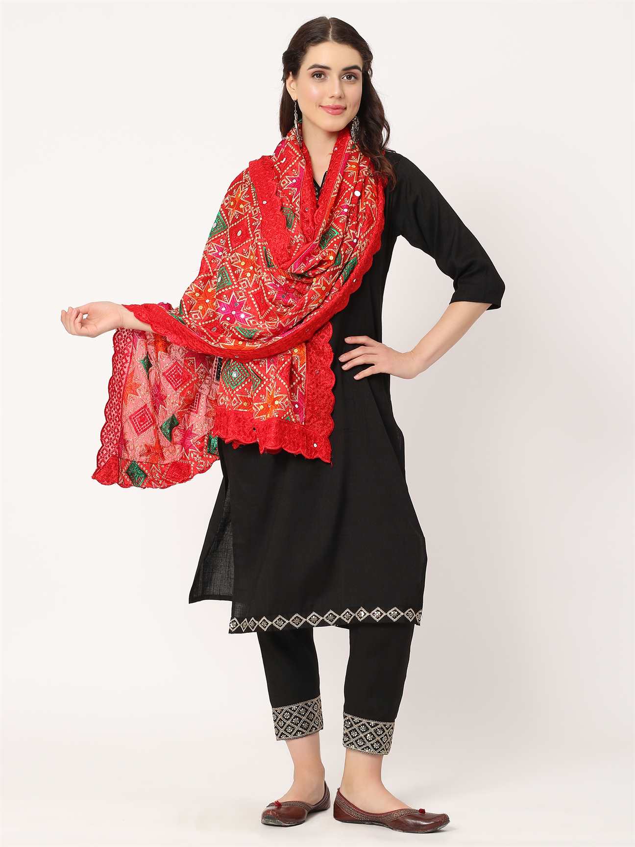 red-multicolour-embroidery-phulkari-dupatta-with-mirror-work-MCRCPD0179