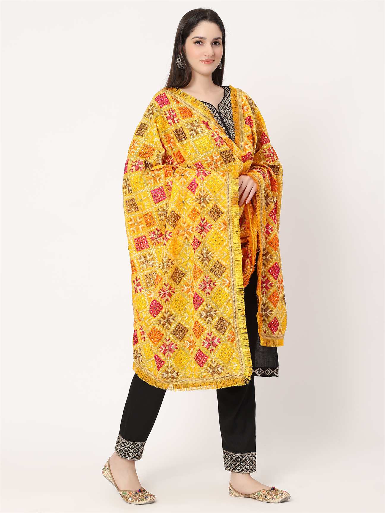 yellow-multicolour-embroidery-phulkari-dupatta-with-beads-MCRCPD0182