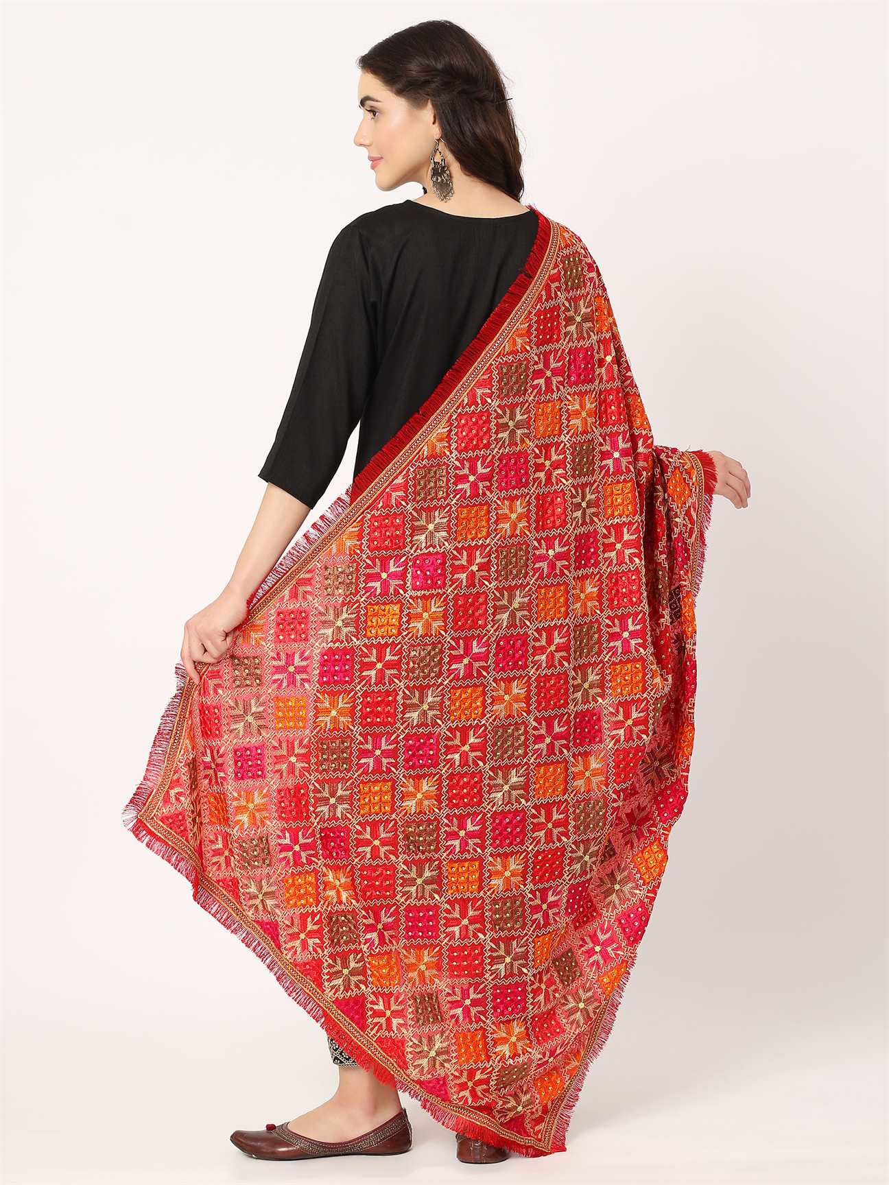 red-multicolour-embroidery-phulkari-dupatta-with-beads-MCRCPD0183