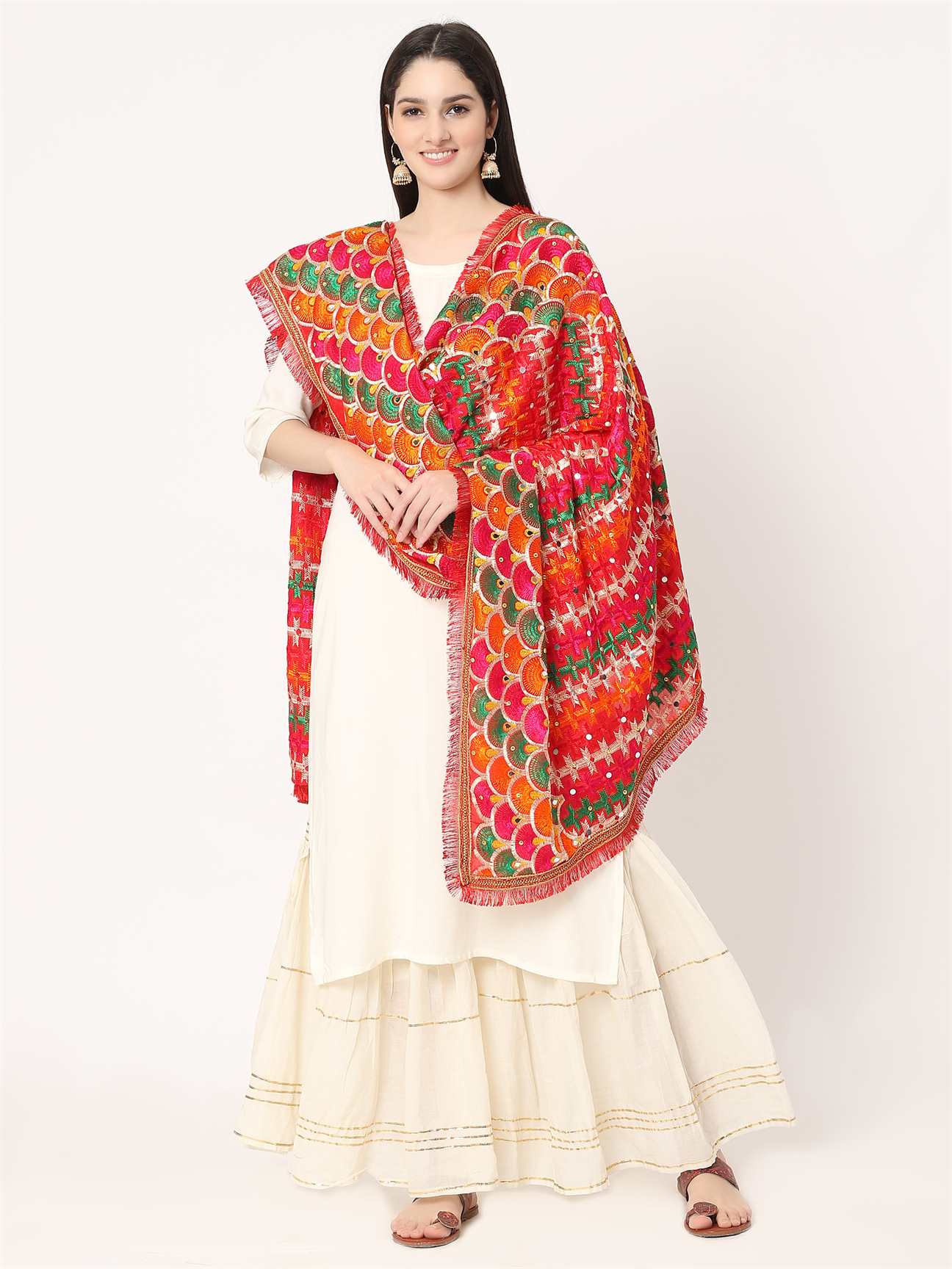 red-multicolour-embroidery-phulkari-dupatta-with-mirror-MCRCPD0184