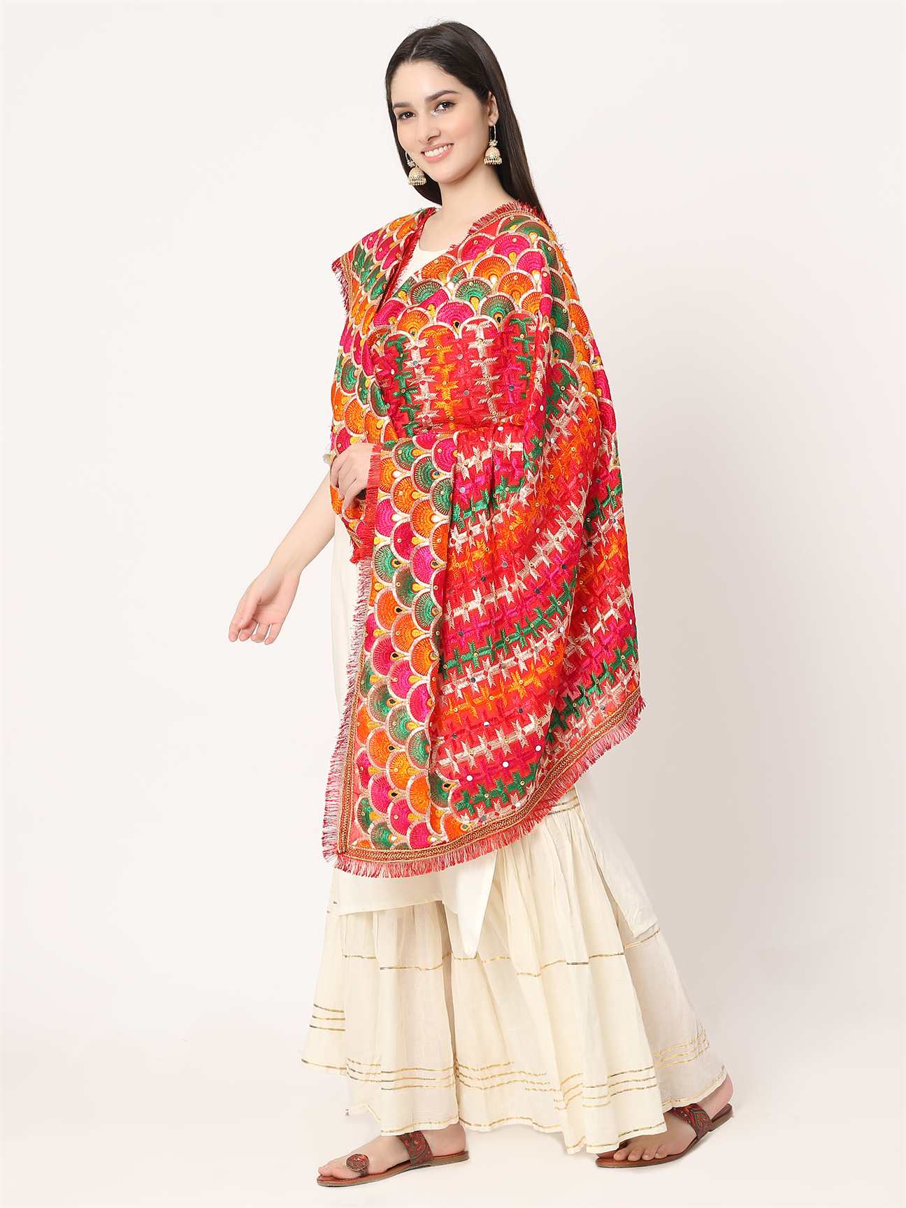 red-multicolour-embroidery-phulkari-dupatta-with-mirror-MCRCPD0184