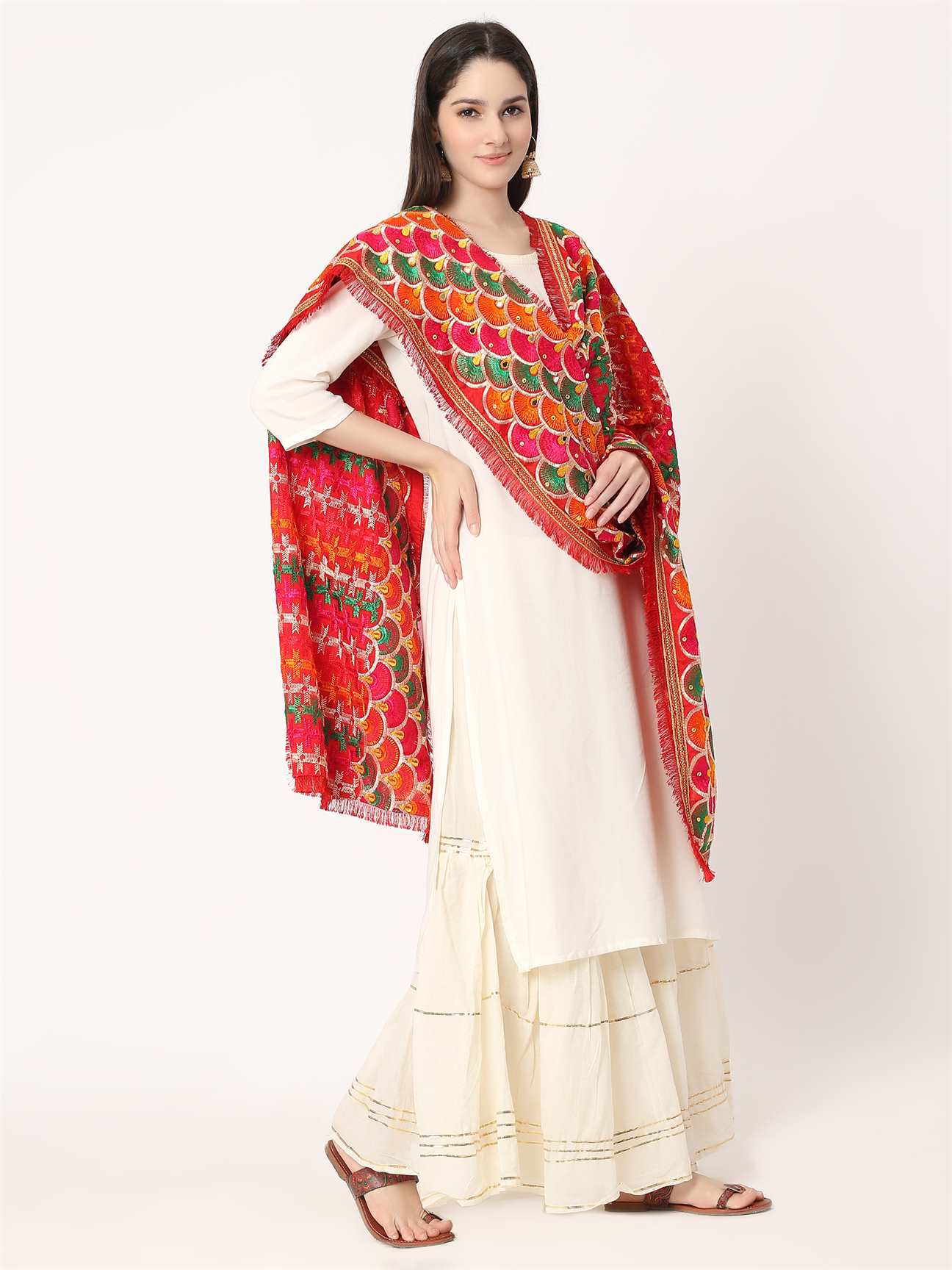 red-multicolour-embroidery-phulkari-dupatta-with-mirror-MCRCPD0184