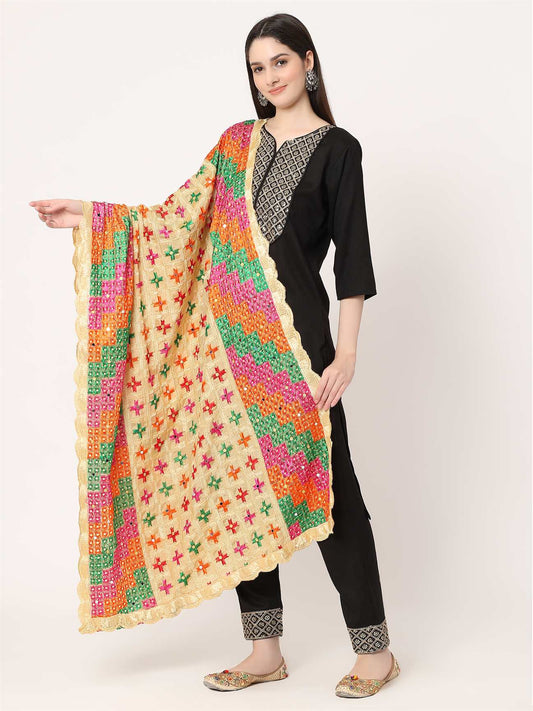 beige-multicolour-check-design-embroidery-phulkari-dupatta-MCRCPD0187