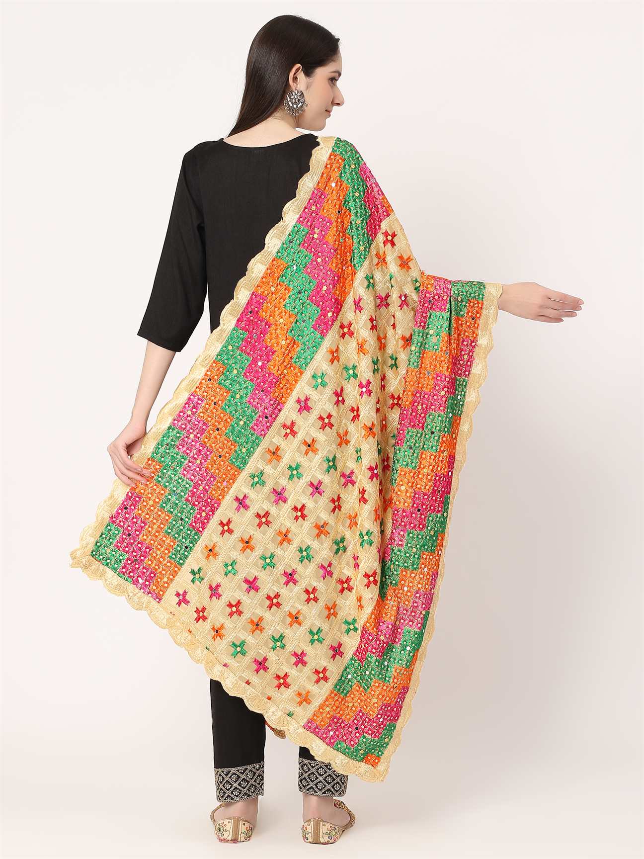 beige-multicolour-check-design-embroidery-phulkari-dupatta-MCRCPD0187