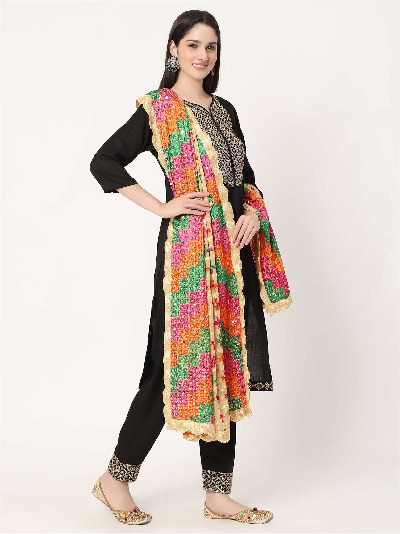 beige-multicolour-check-design-embroidery-phulkari-dupatta-MCRCPD0187