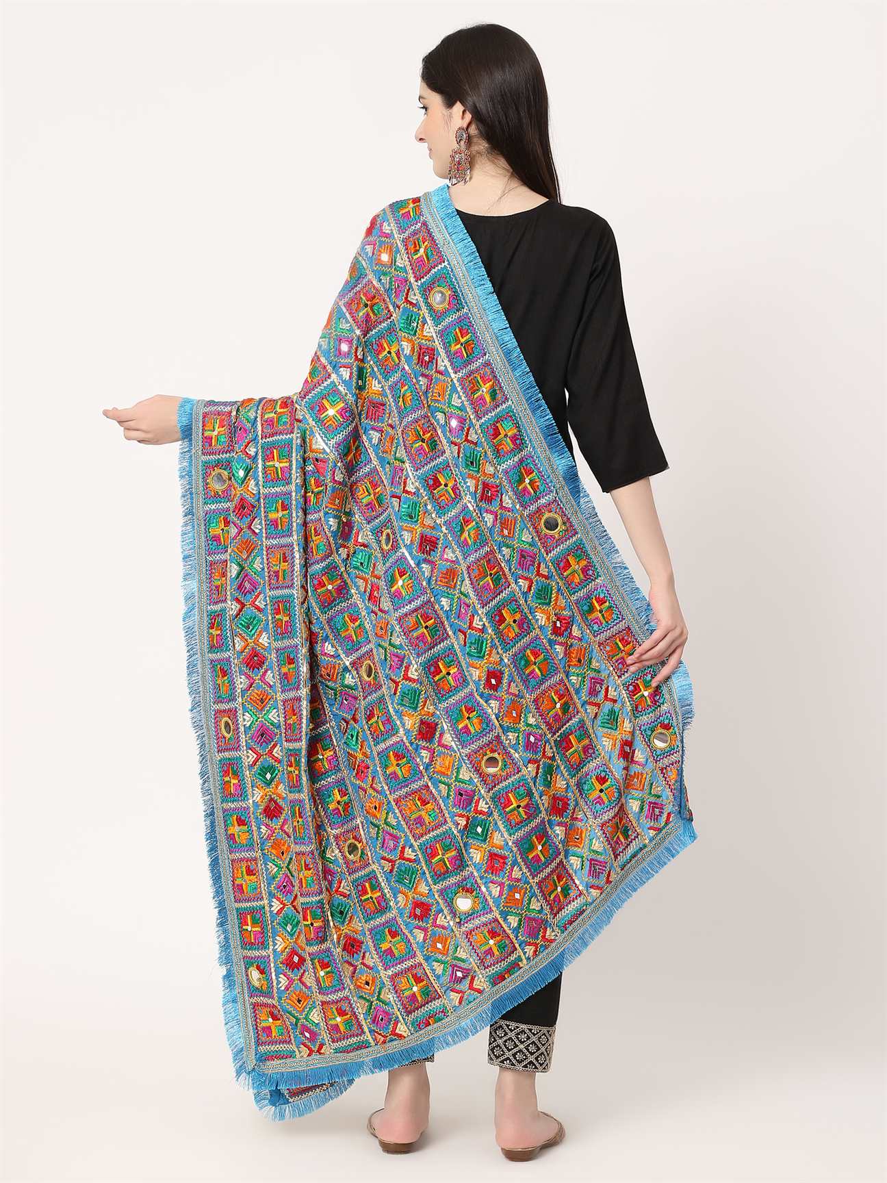 ferozi-mullticolour-embroidery-phulkari-dupatta-with-mirror-work-MCRCPD0195A