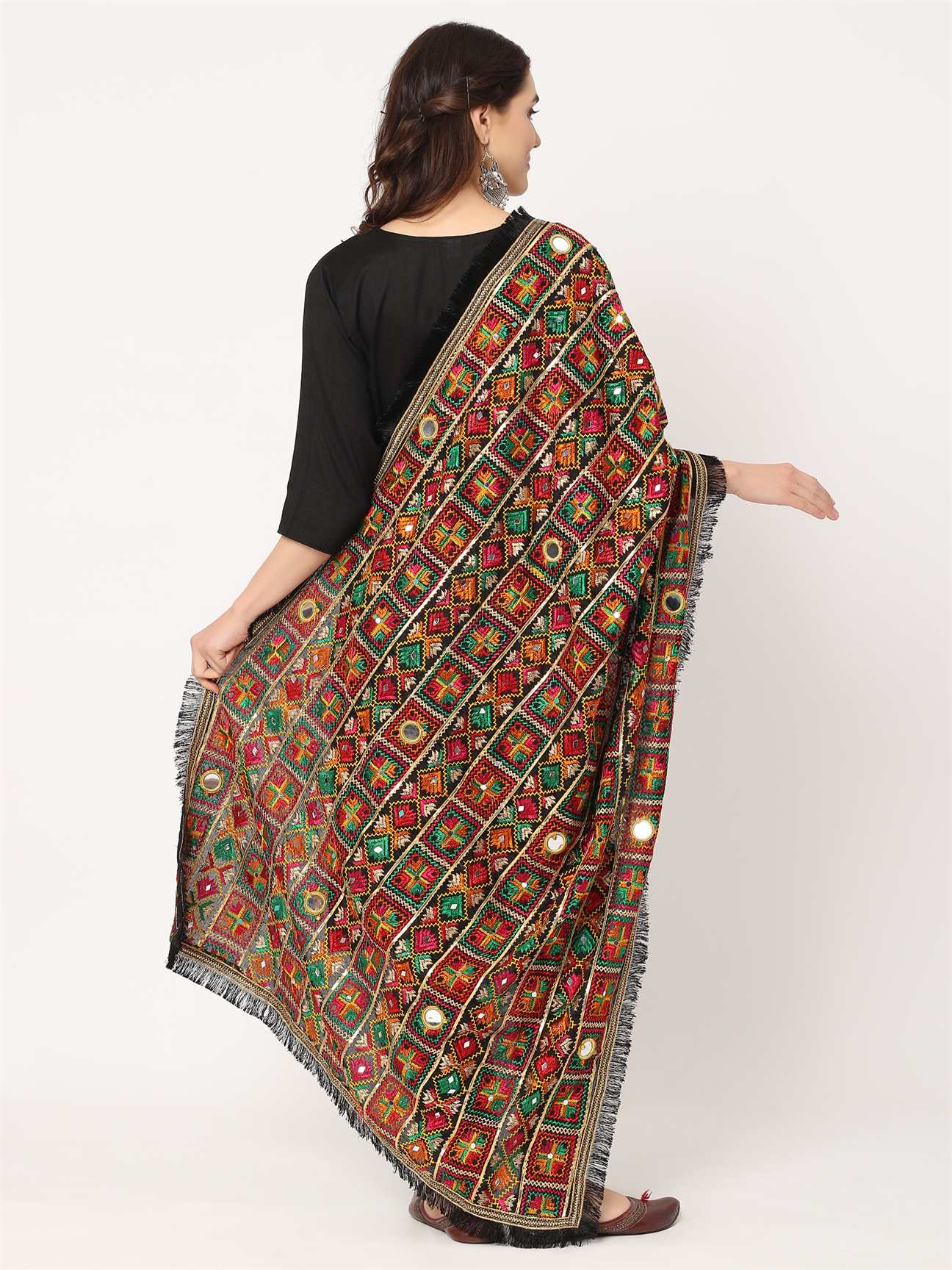 black-mullticolour-embroidery-phulkari-dupatta-with-mirror-work-MCRCPD0195D